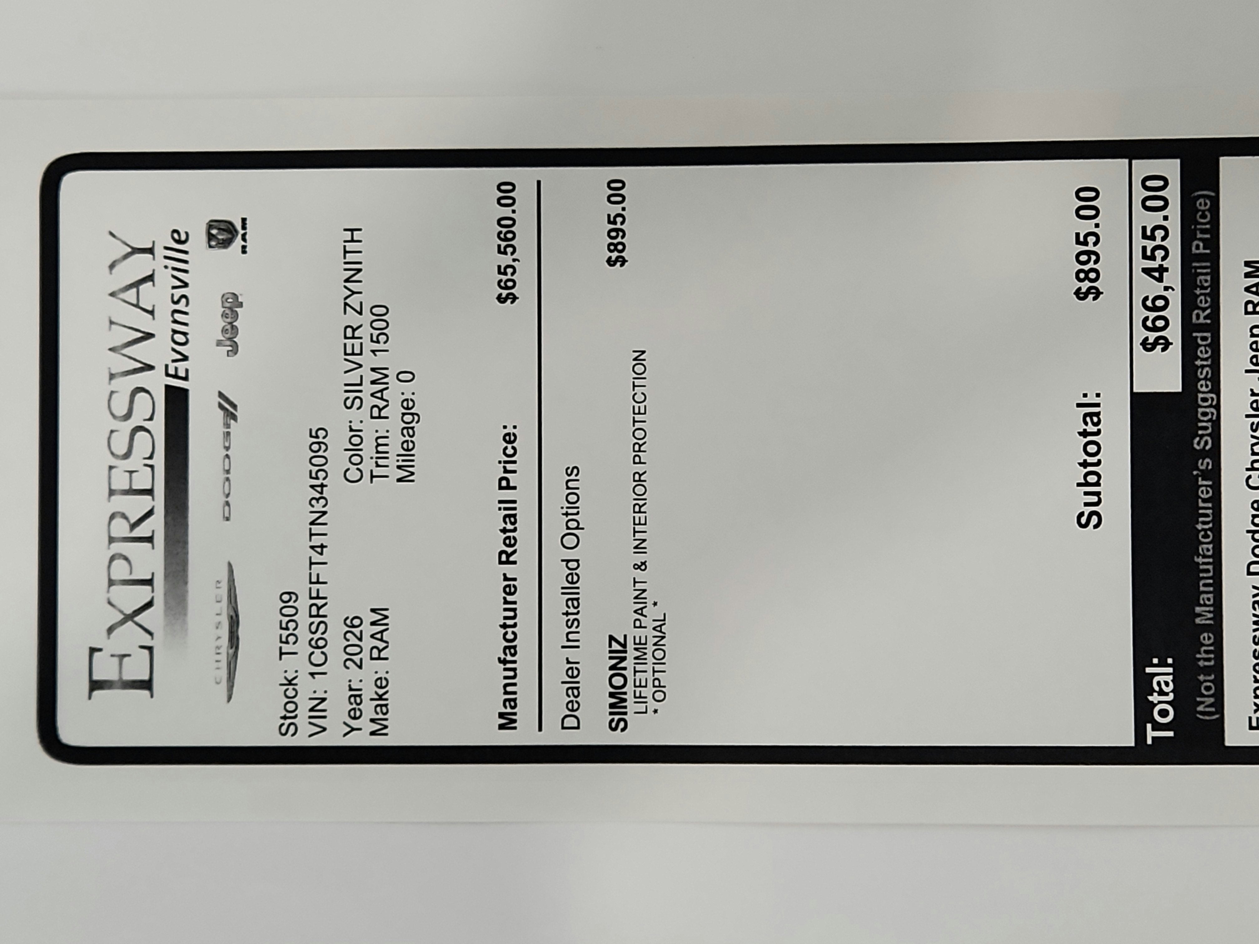2026 RAM Ram 1500 RAM 1500 BIGHORN/LONESTAR CREW 4X4 (144.5 IN WB 5 FT 7 IN BOX)