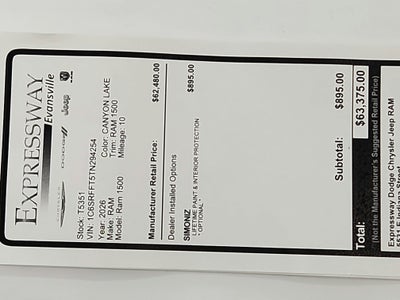 2026 RAM Ram 1500 RAM 1500 BIGHORN/LONESTAR CREW 4X4 (144.5 IN WB 5 FT 7 IN BOX)