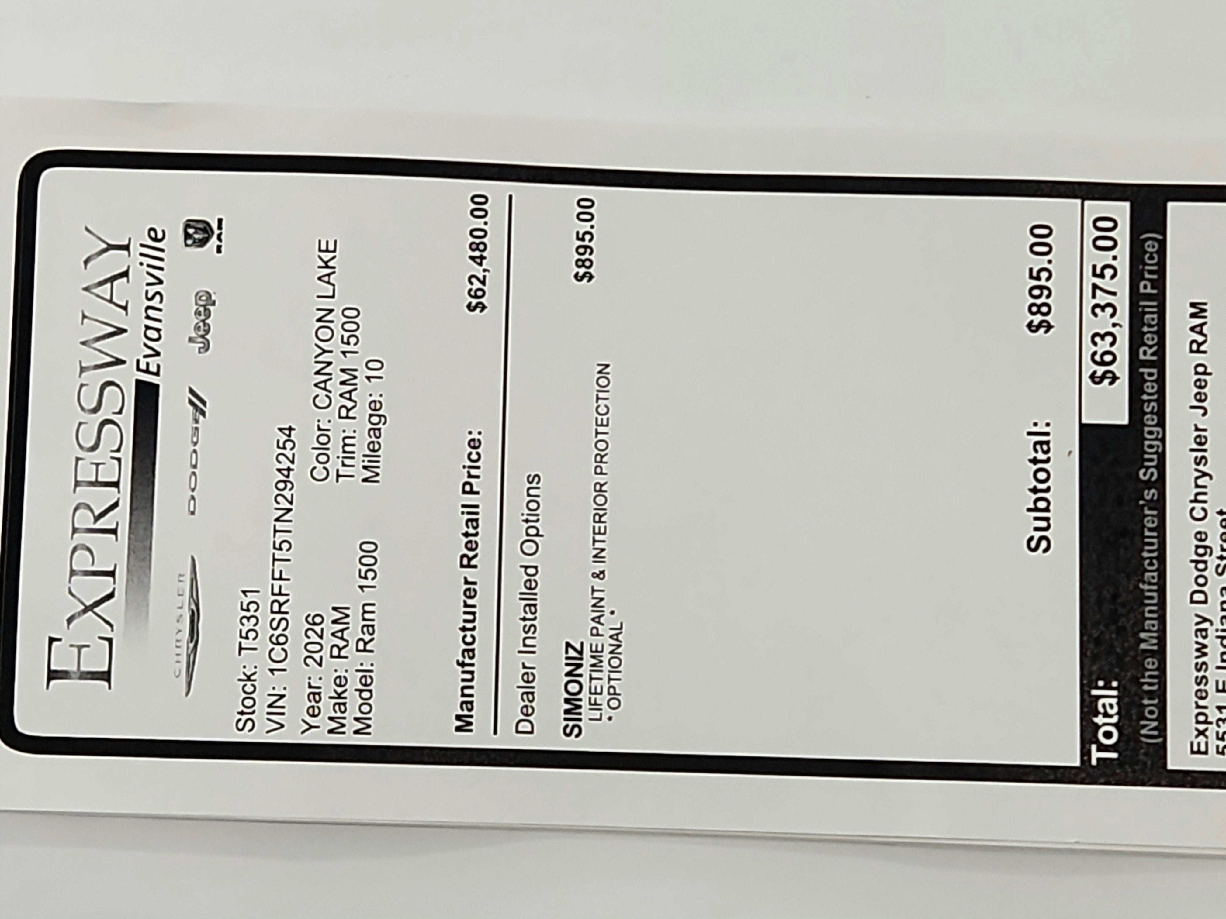 2026 RAM Ram 1500 RAM 1500 BIGHORN/LONESTAR CREW 4X4 (144.5 IN WB 5 FT 7 IN BOX)