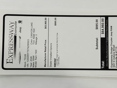 2026 RAM Ram 1500 RAM 1500 BIGHORN/LONESTAR CREW 4X4 (144.5 IN WB 5 FT 7 IN BOX)