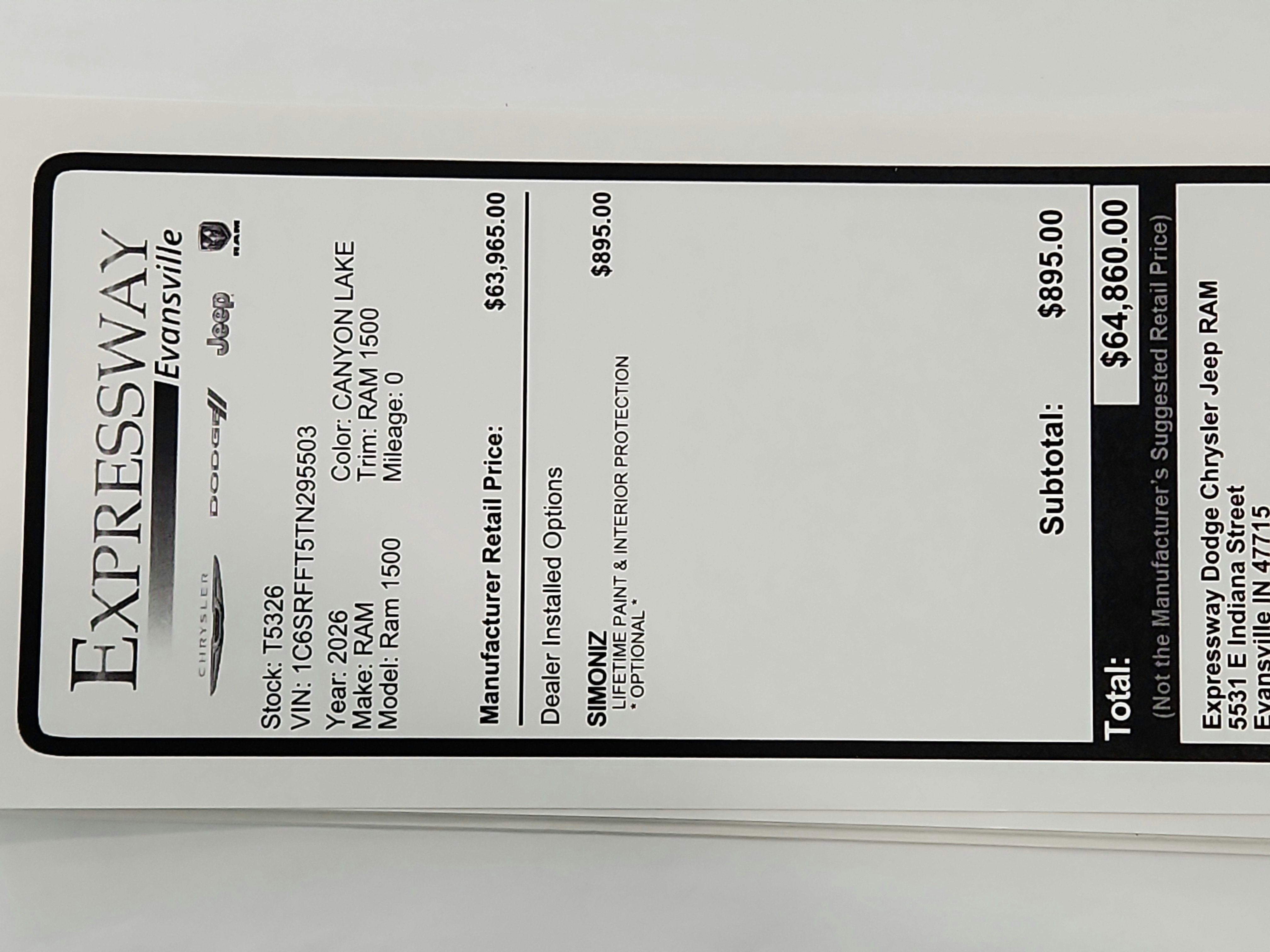 2026 RAM Ram 1500 RAM 1500 BIGHORN/LONESTAR CREW 4X4 (144.5 IN WB 5 FT 7 IN BOX)