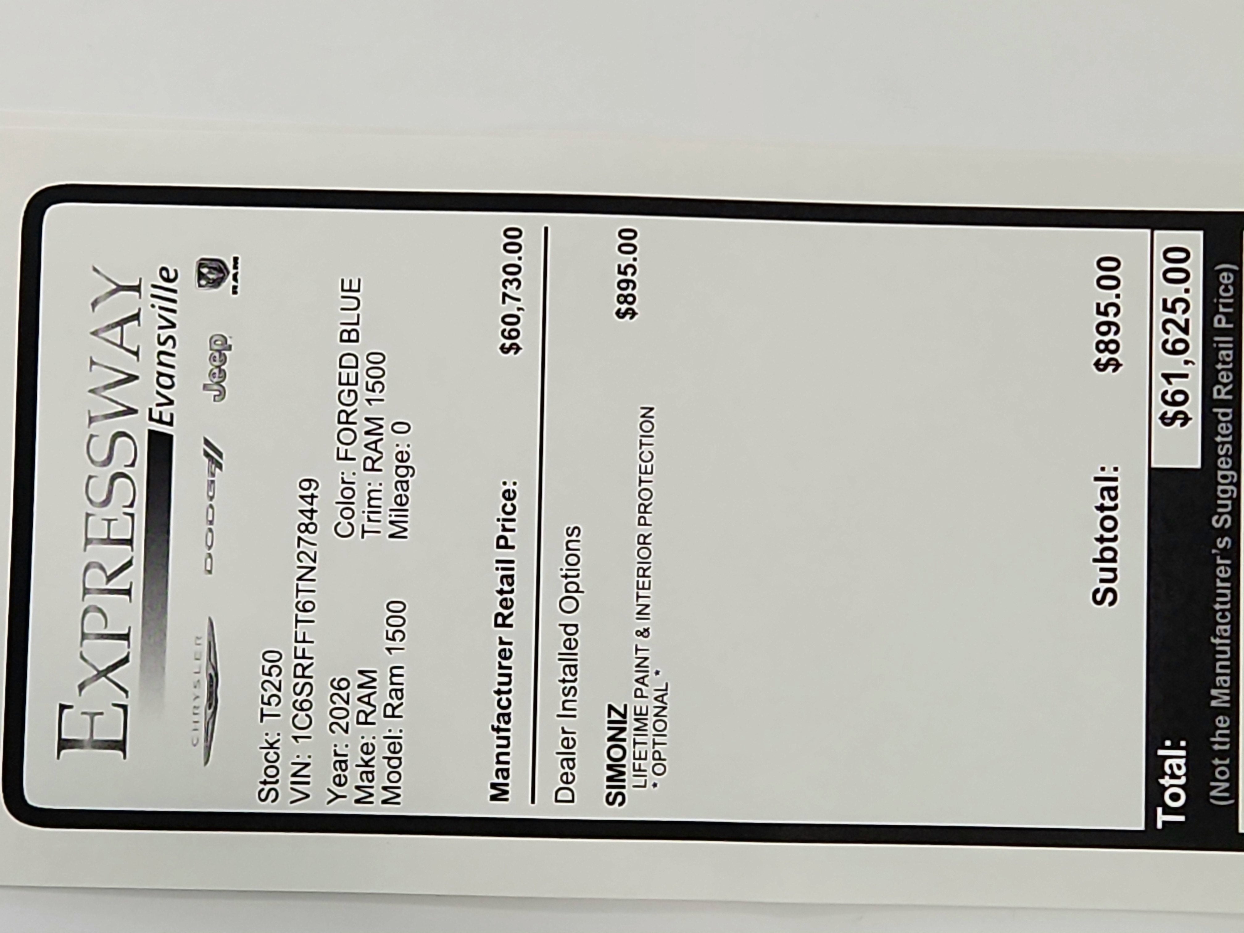 2026 RAM Ram 1500 RAM 1500 BIGHORN/LONESTAR CREW 4X4 (144.5 IN WB 5 FT 7 IN BOX)