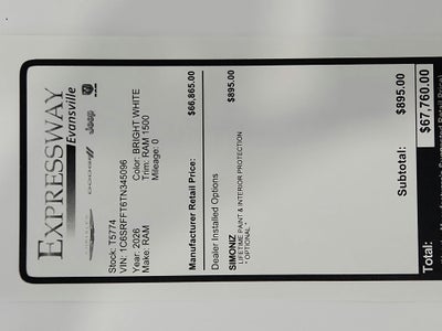 2026 RAM Ram 1500 RAM 1500 BIGHORN/LONESTAR CREW 4X4 (144.5 IN WB 5 FT 7 IN BOX)