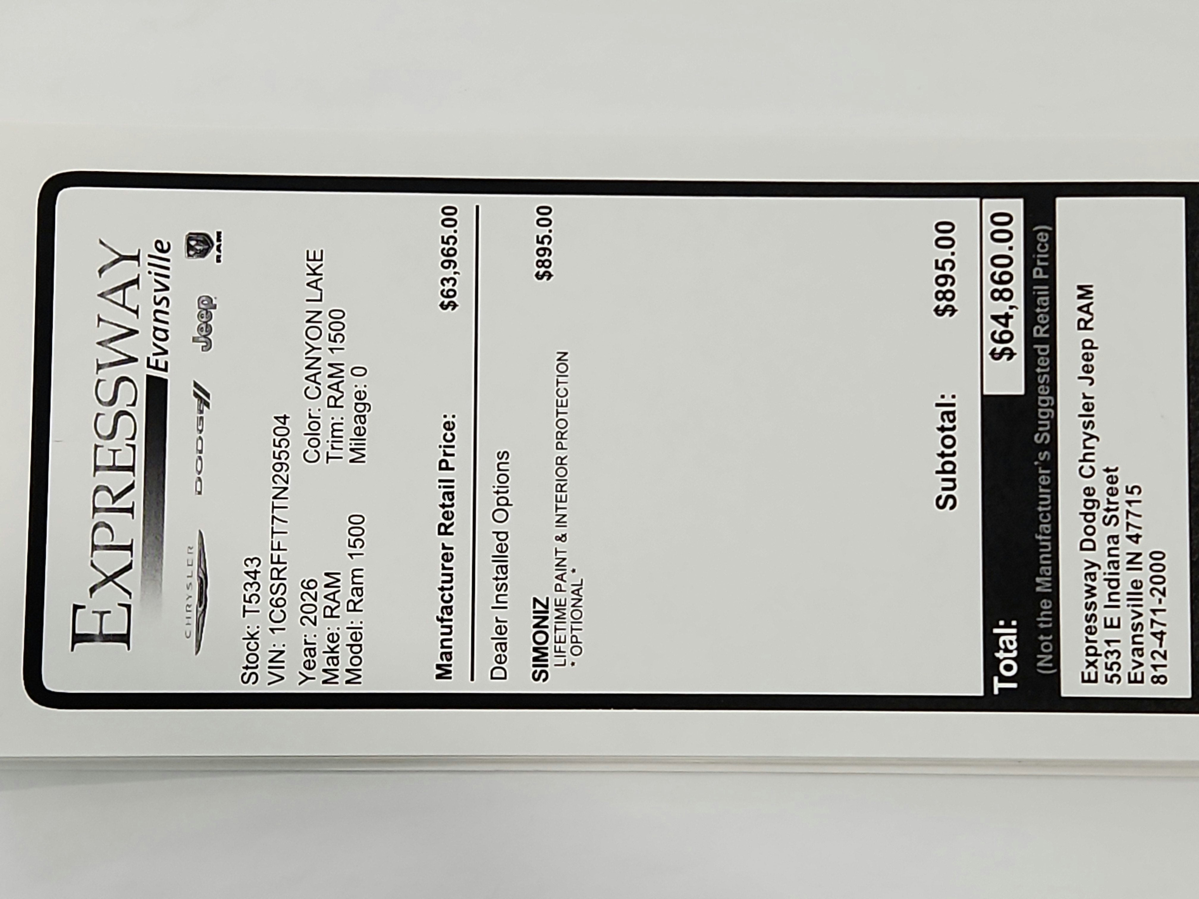 2026 RAM Ram 1500 RAM 1500 BIGHORN/LONESTAR CREW 4X4 (144.5 IN WB 5 FT 7 IN BOX)