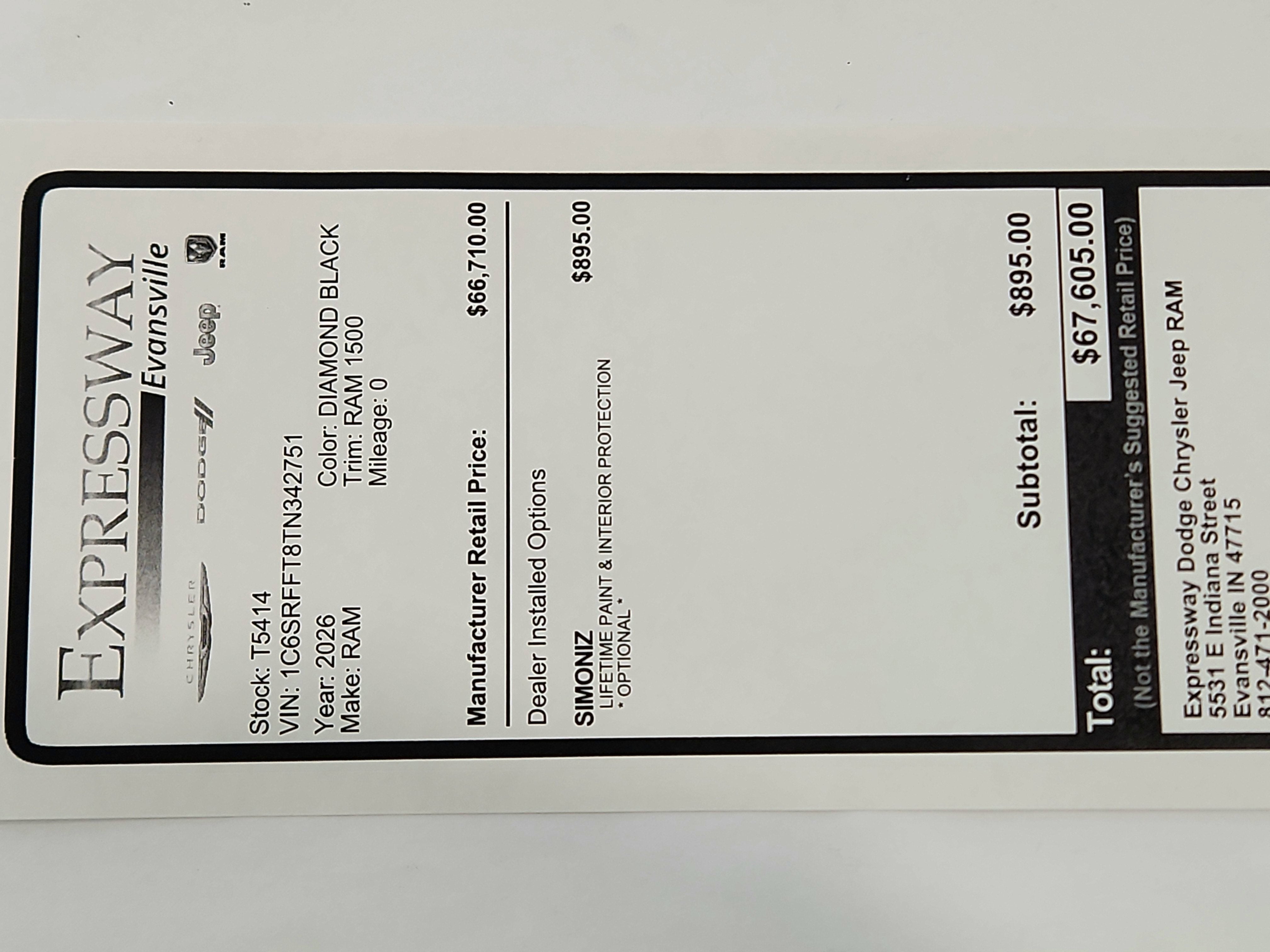 2026 RAM Ram 1500 RAM 1500 BIGHORN/LONESTAR CREW 4X4 (144.5 IN WB 5 FT 7 IN BOX)