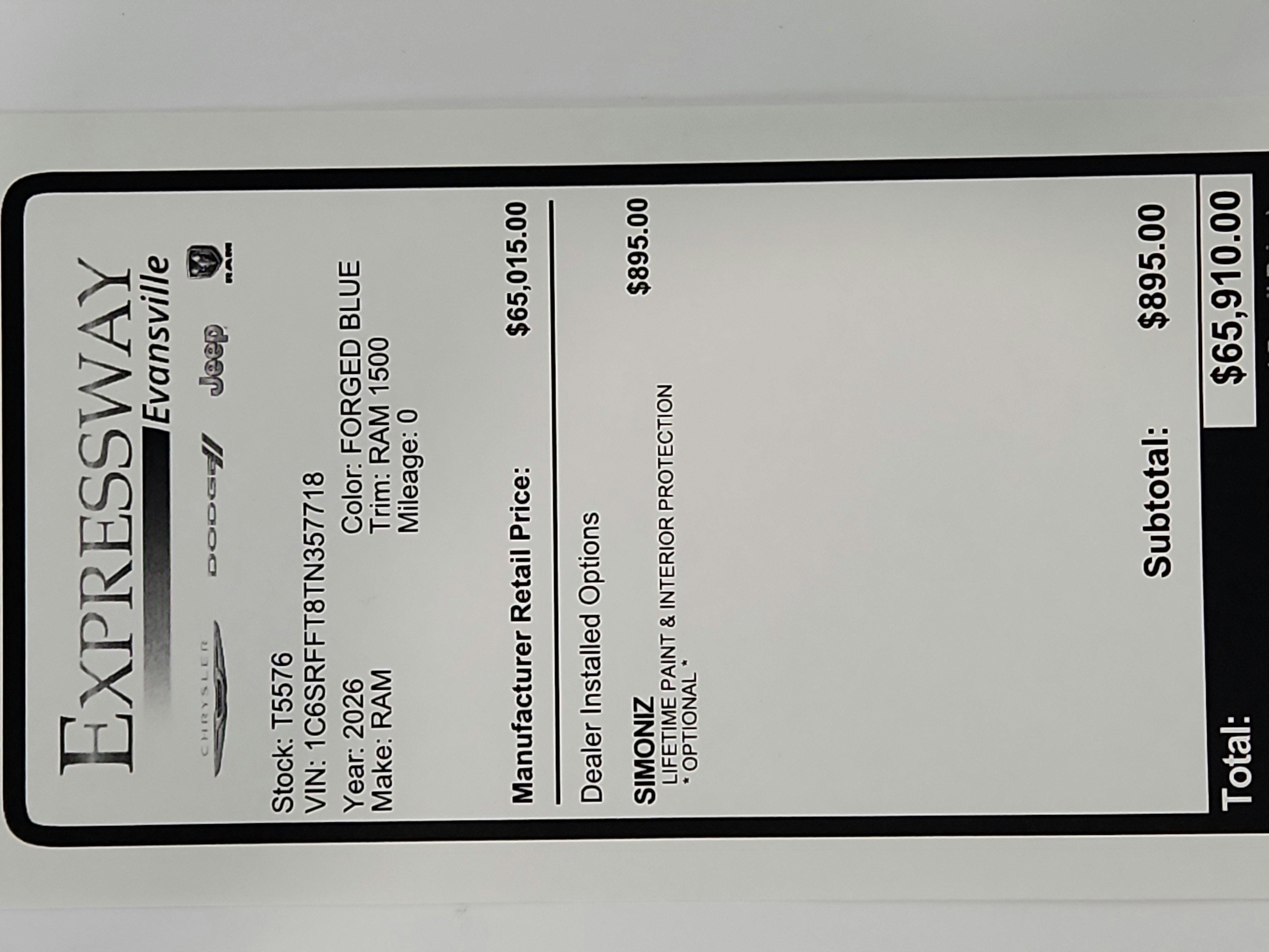 2026 RAM Ram 1500 RAM 1500 BIGHORN/LONESTAR CREW 4X4 (144.5 IN WB 5 FT 7 IN BOX)
