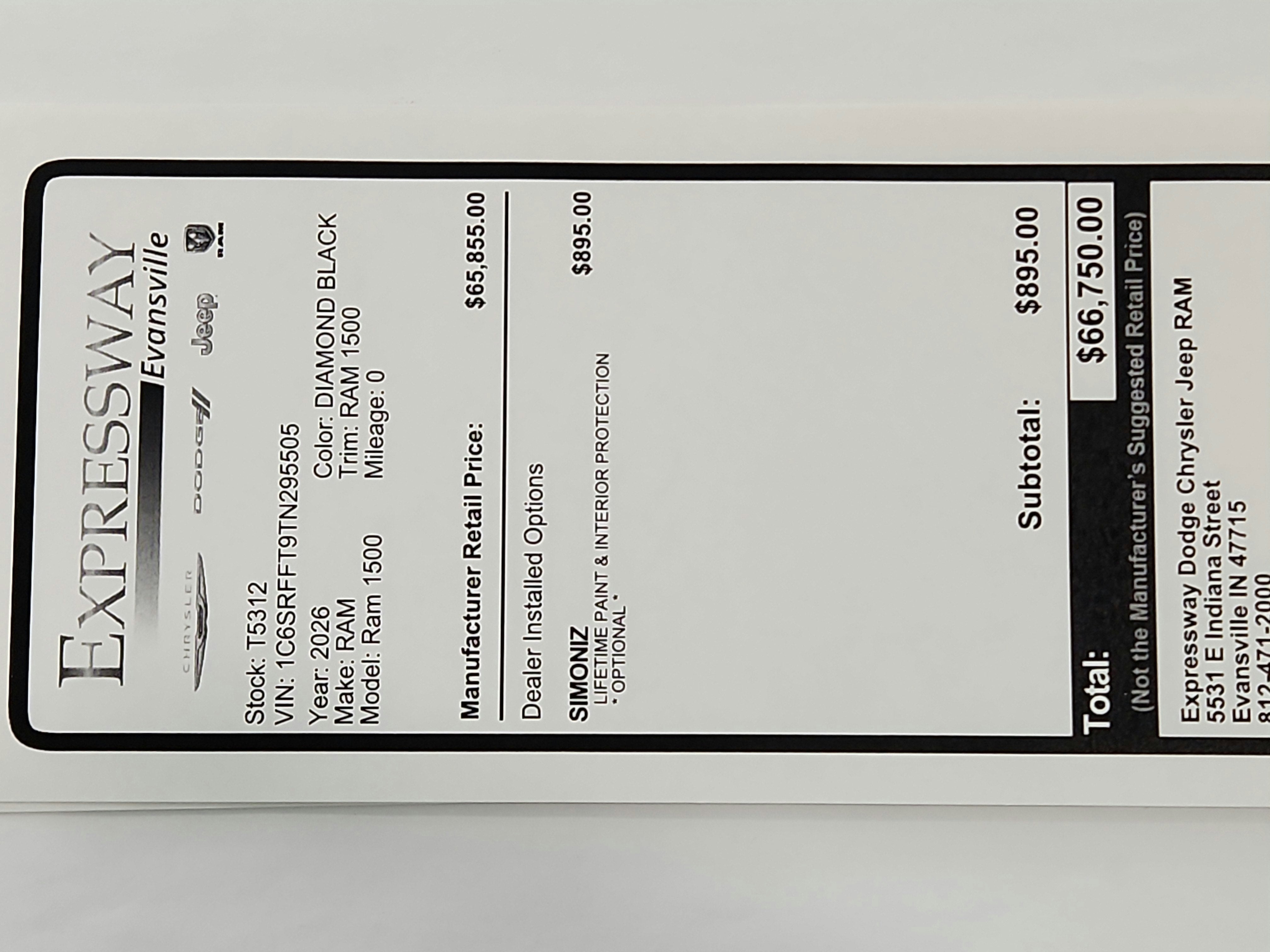 2026 RAM Ram 1500 RAM 1500 BIGHORN/LONESTAR CREW 4X4 (144.5 IN WB 5 FT 7 IN BOX)