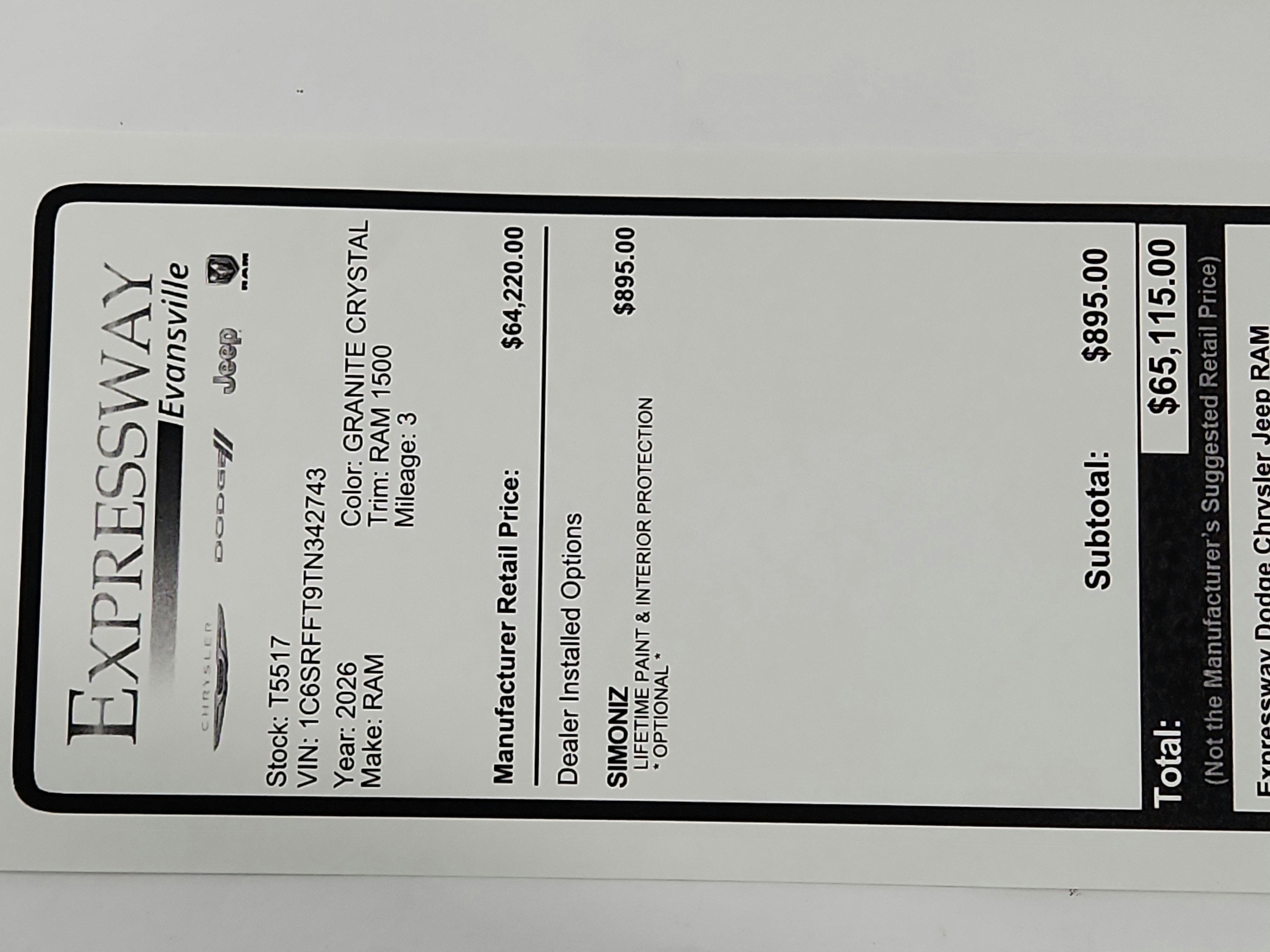 2026 RAM Ram 1500 RAM 1500 BIGHORN/LONESTAR CREW 4X4 (144.5 IN WB 5 FT 7 IN BOX)