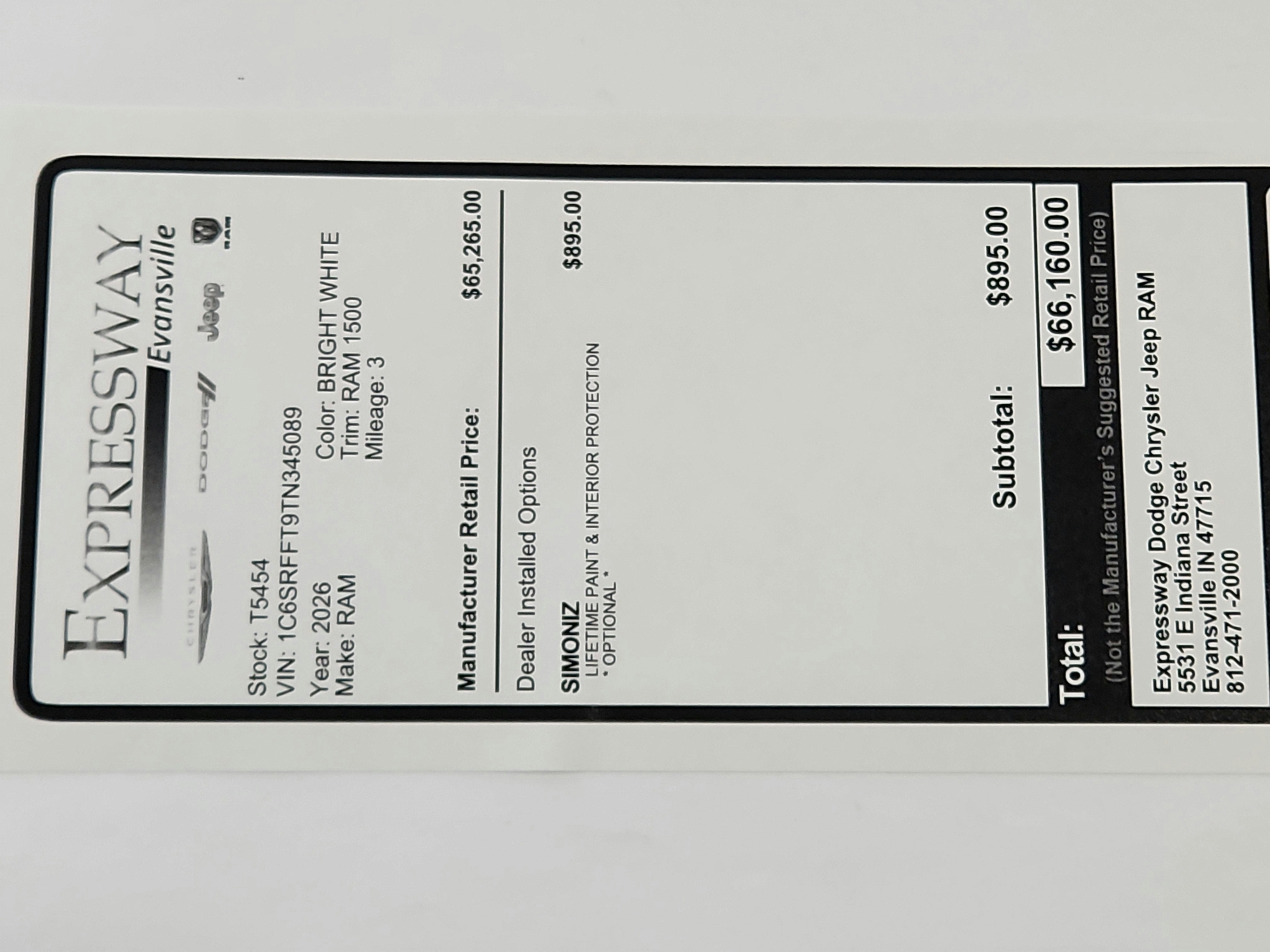 2026 RAM Ram 1500 RAM 1500 BIGHORN/LONESTAR CREW 4X4 (144.5 IN WB 5 FT 7 IN BOX)