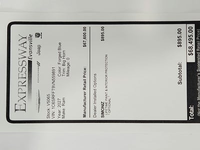 2027 RAM Ram 1500 Big Horn 4x4 Crew Cab 5'7" Box