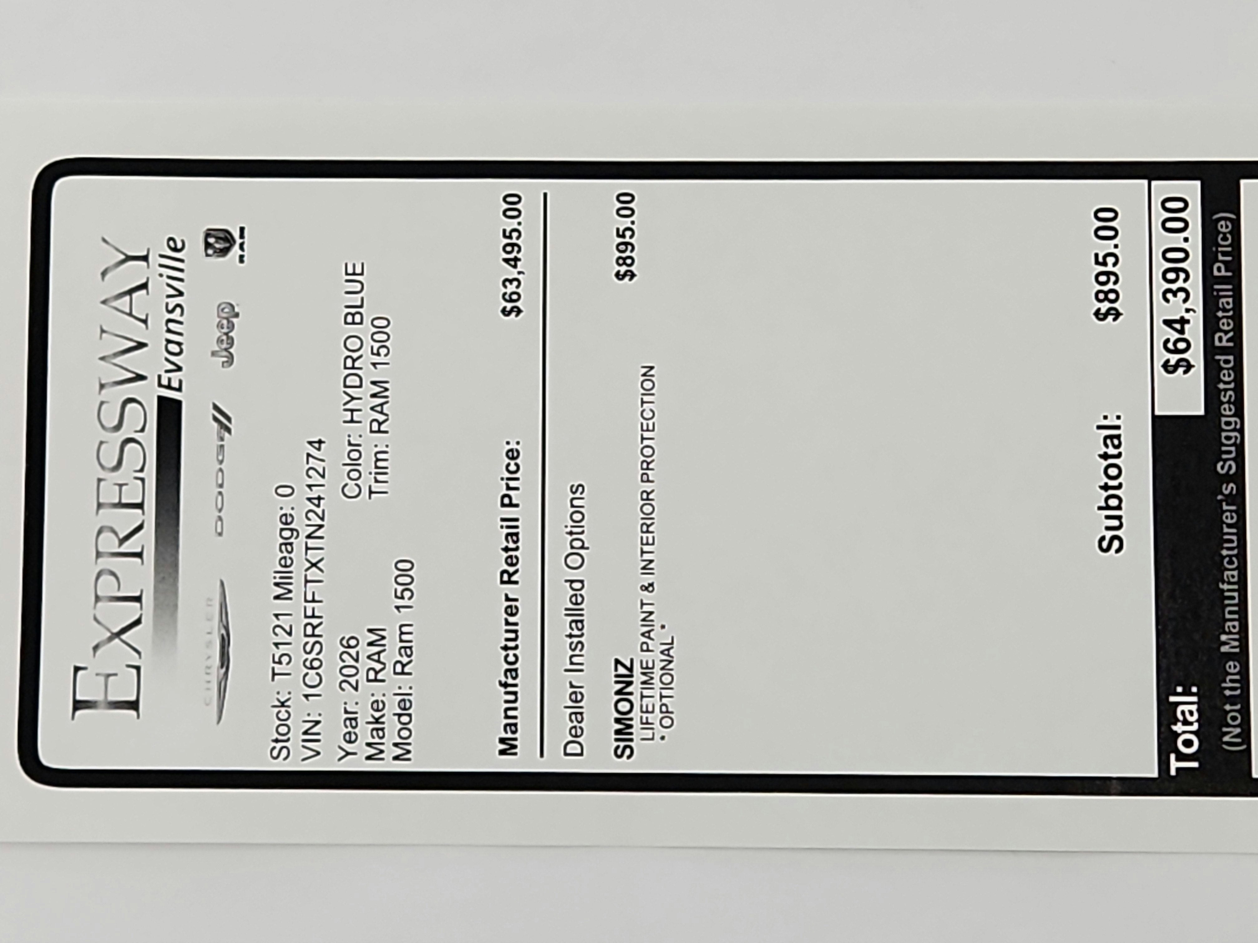 2026 RAM Ram 1500 RAM 1500 BIGHORN/LONESTAR CREW 4X4 (144.5 IN WB 5 FT 7 IN BOX)