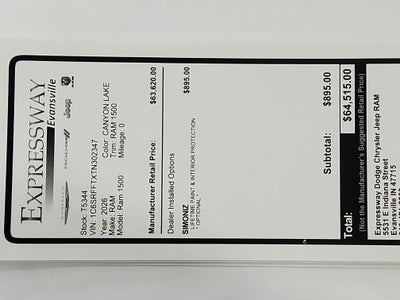 2026 RAM Ram 1500 RAM 1500 BIGHORN/LONESTAR CREW 4X4 (144.5 IN WB 5 FT 7 IN BOX)