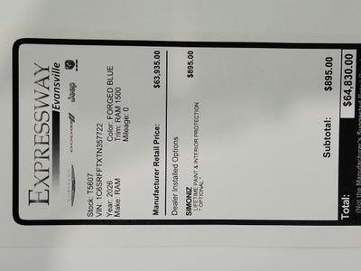 2026 RAM Ram 1500 RAM 1500 BIGHORN/LONESTAR CREW 4X4 (144.5 IN WB 5 FT 7 IN BOX)
