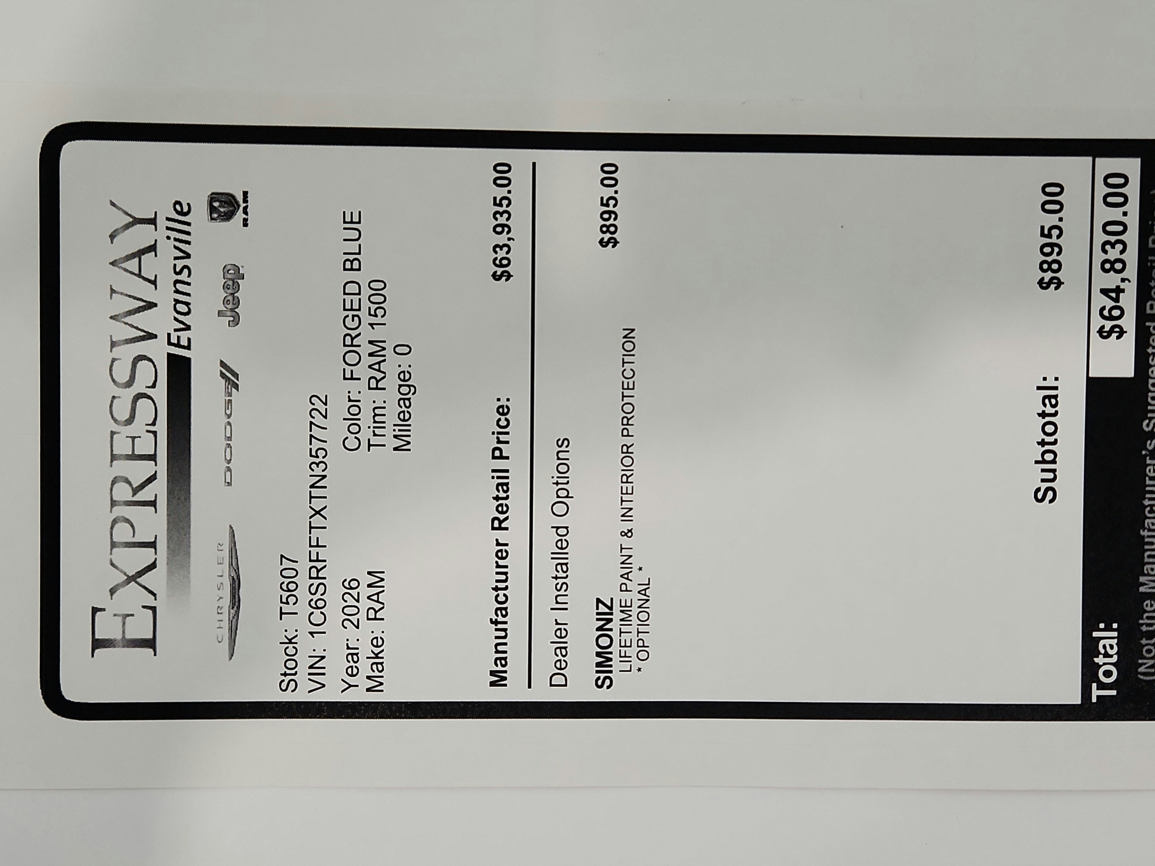 2026 RAM Ram 1500 RAM 1500 BIGHORN/LONESTAR CREW 4X4 (144.5 IN WB 5 FT 7 IN BOX)
