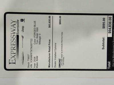 2026 RAM Ram 1500 RAM 1500 BIGHORN/LONESTAR CREW 4X4 (144.5 IN WB 5 FT 7 IN BOX)