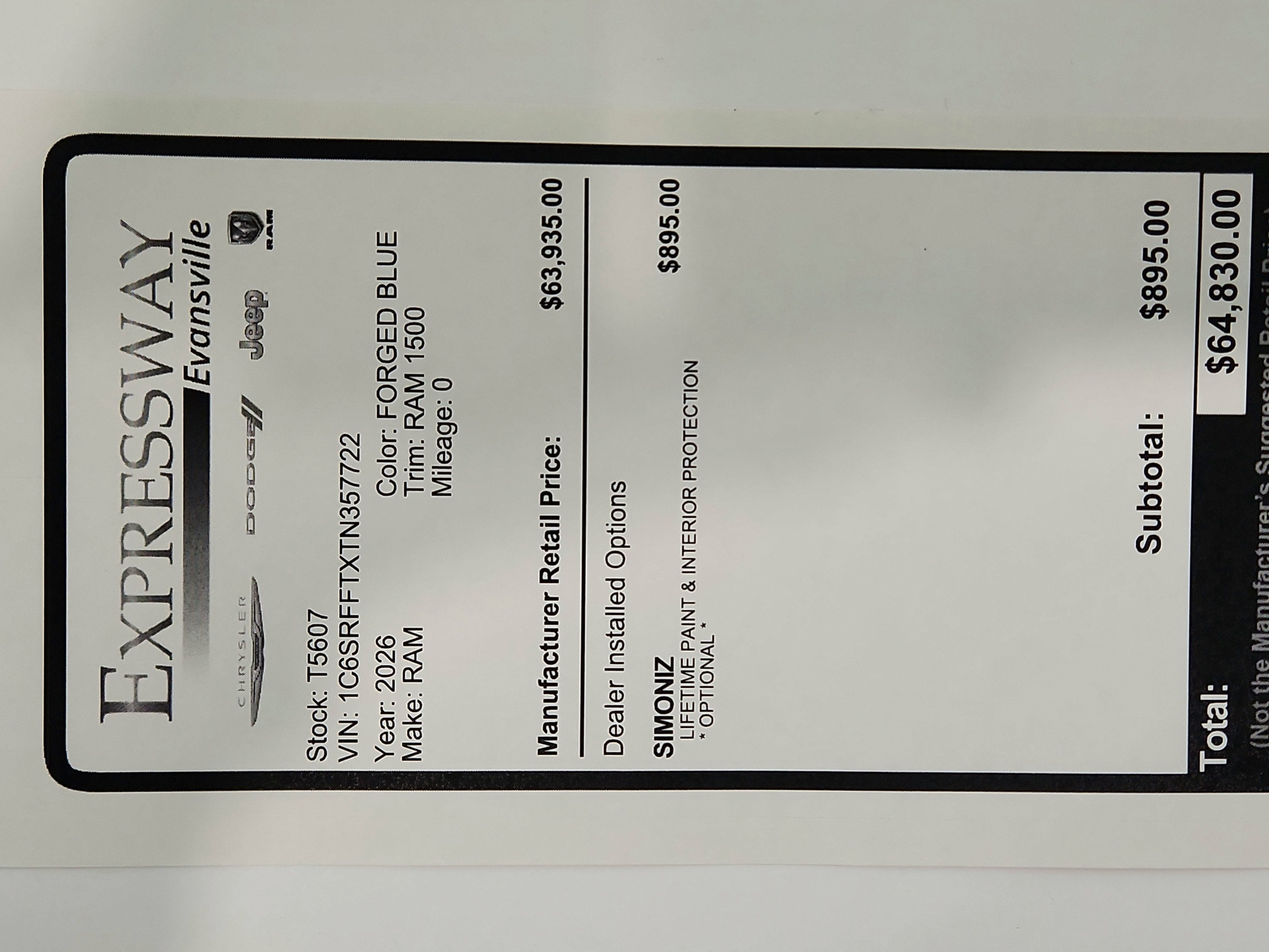 2026 RAM Ram 1500 RAM 1500 BIGHORN/LONESTAR CREW 4X4 (144.5 IN WB 5 FT 7 IN BOX)