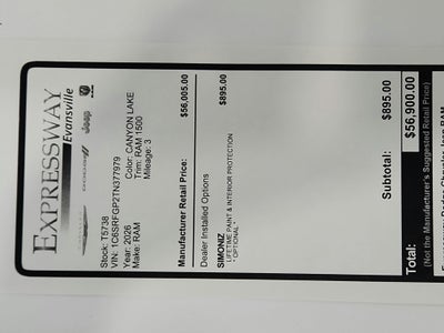 2026 RAM Ram 1500 RAM 1500 TRADESMAN CREW CAB 4X4 (144.5 IN WB 5 FT 7 IN BOX)