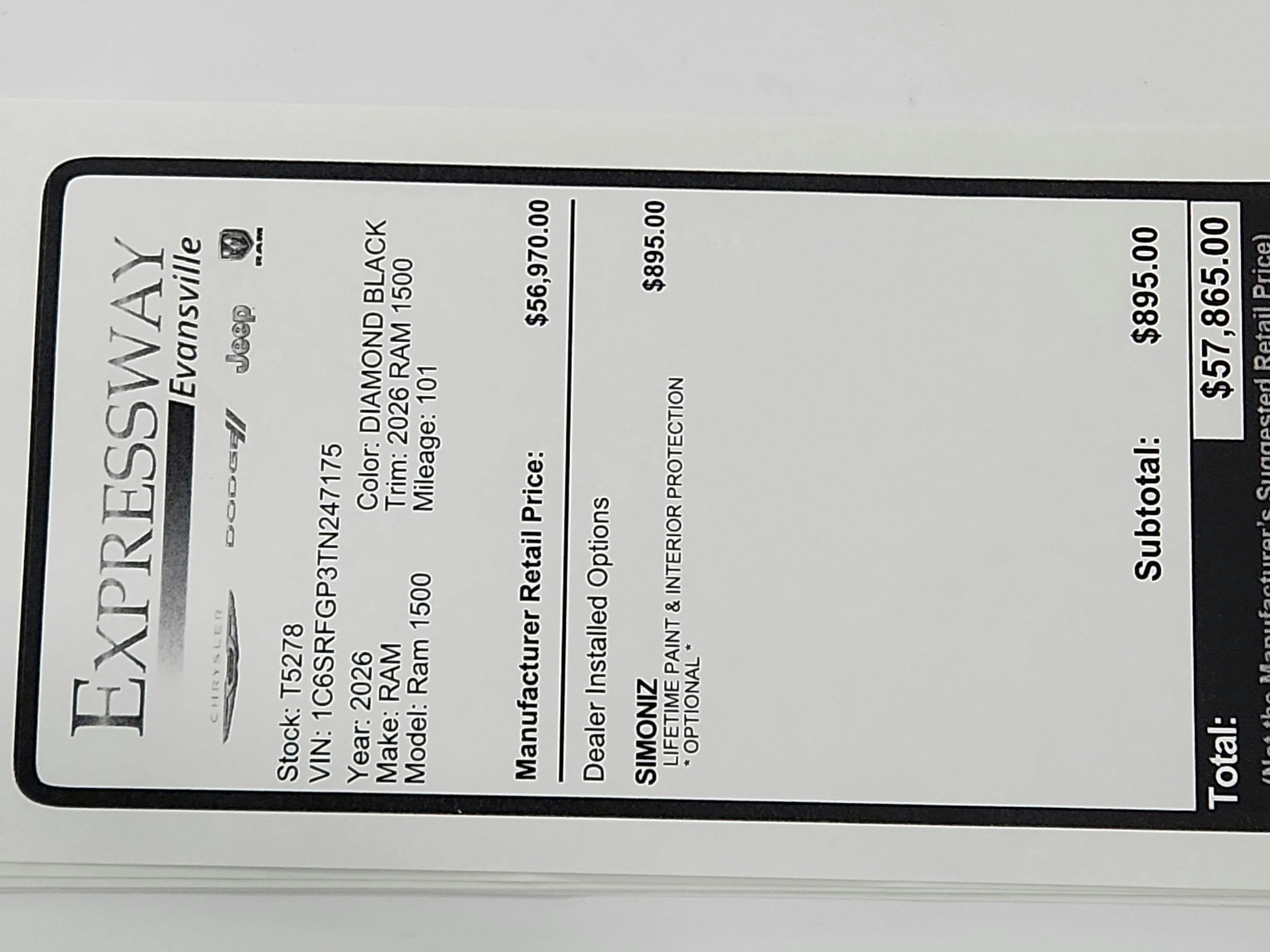 2026 RAM Ram 1500 2026 RAM 1500 TRADESMAN CREW CAB 4DR 144.5 WB 4WD