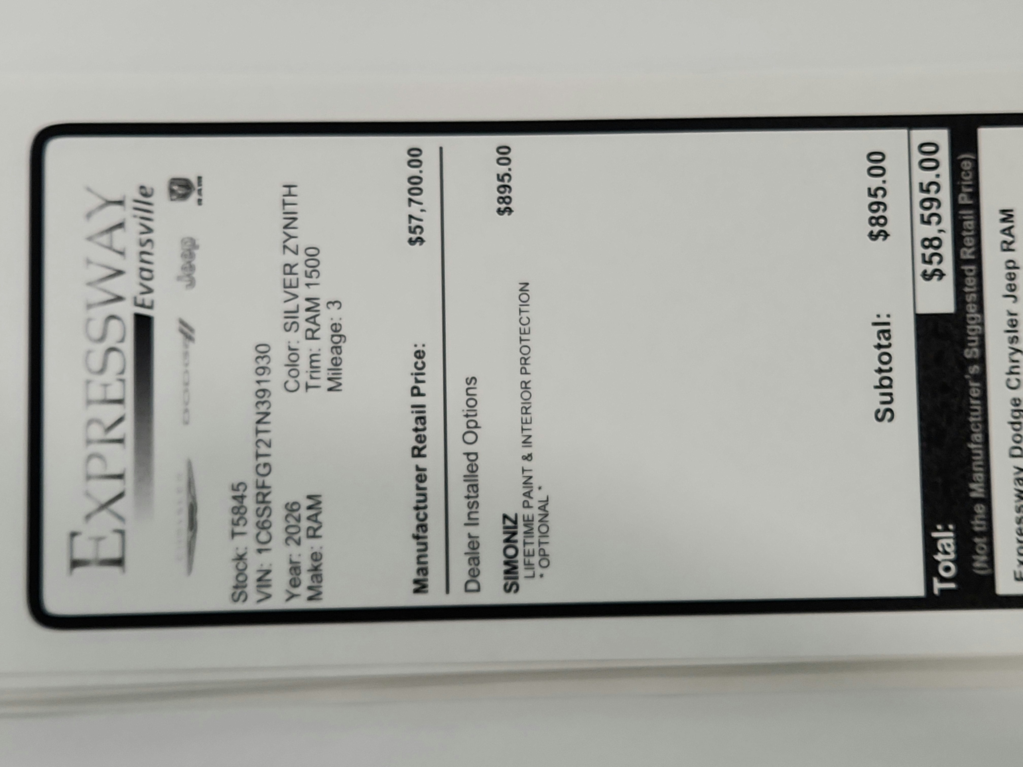 2026 RAM Ram 1500 RAM 1500 TRADESMAN CREW CAB 4X4 (144.5 IN WB 5 FT 7 IN BOX)
