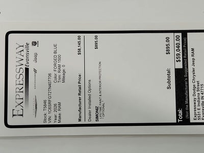 2026 RAM Ram 1500 RAM 1500 TRADESMAN CREW CAB 4X4 (144.5 IN WB 5 FT 7 IN BOX)