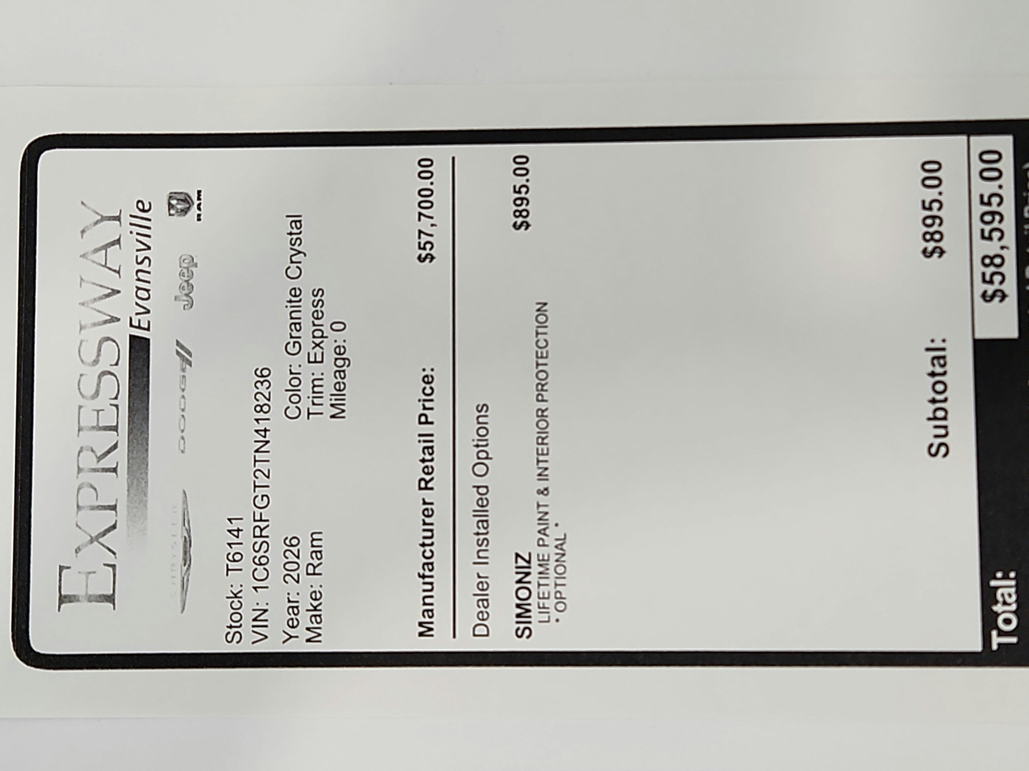 2026 RAM Ram 1500 Express 4x4 Crew Cab 5'7" Box