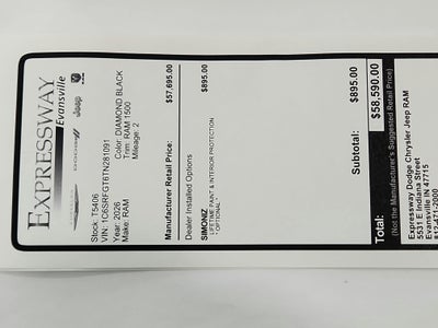 2026 RAM Ram 1500 RAM 1500 TRADESMAN CREW CAB 4X4 (144.5 IN WB 5 FT 7 IN BOX)