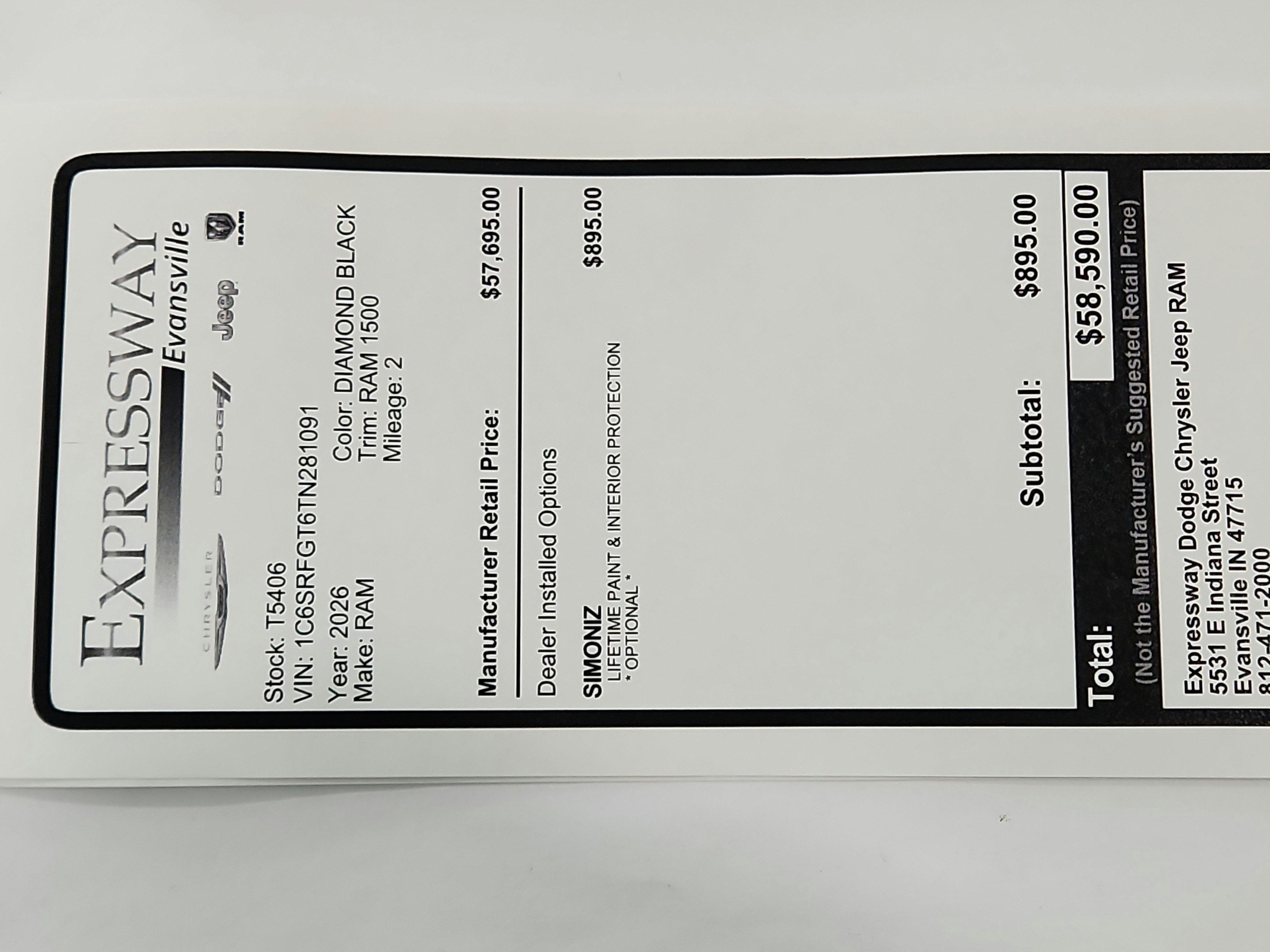 2026 RAM Ram 1500 RAM 1500 TRADESMAN CREW CAB 4X4 (144.5 IN WB 5 FT 7 IN BOX)