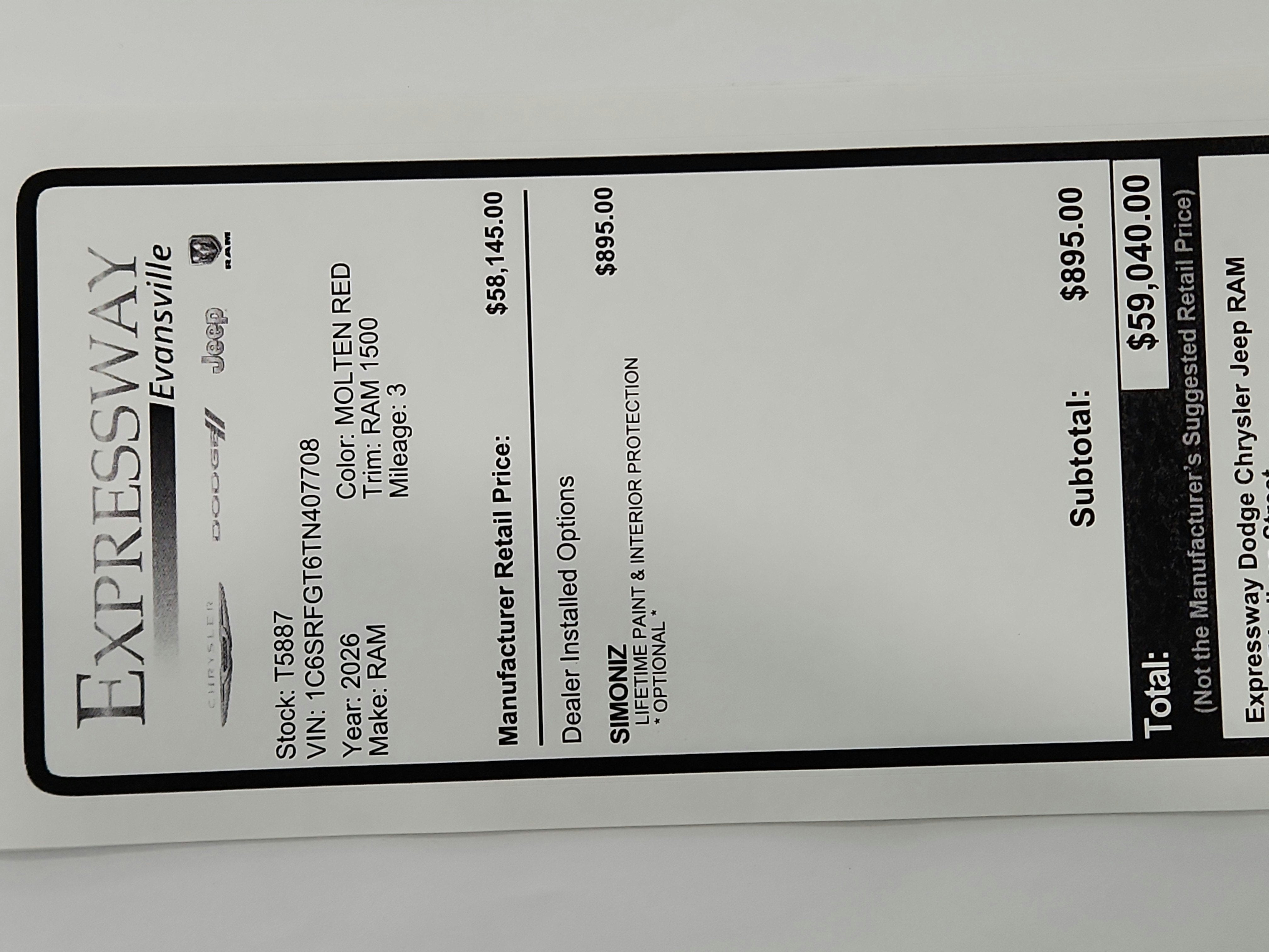 2026 RAM Ram 1500 RAM 1500 TRADESMAN CREW CAB 4X4 (144.5 IN WB 5 FT 7 IN BOX)