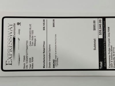 2026 RAM Ram 1500 RAM 1500 TRADESMAN CREW CAB 4X4 (144.5 IN WB 5 FT 7 IN BOX)