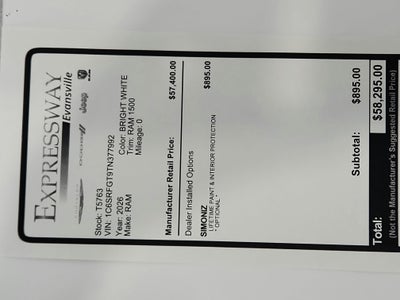 2026 RAM Ram 1500 RAM 1500 TRADESMAN CREW CAB 4X4 (144.5 IN WB 5 FT 7 IN BOX)