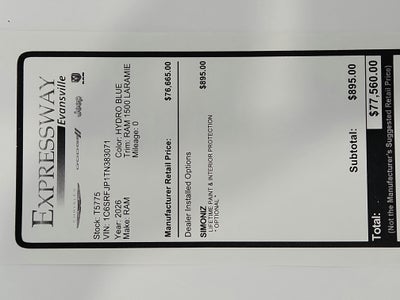 2026 RAM Ram 1500 RAM 1500 LARAMIE CREW CAB 4X4 (144.5 IN WB 5 FT 7 IN BOX)
