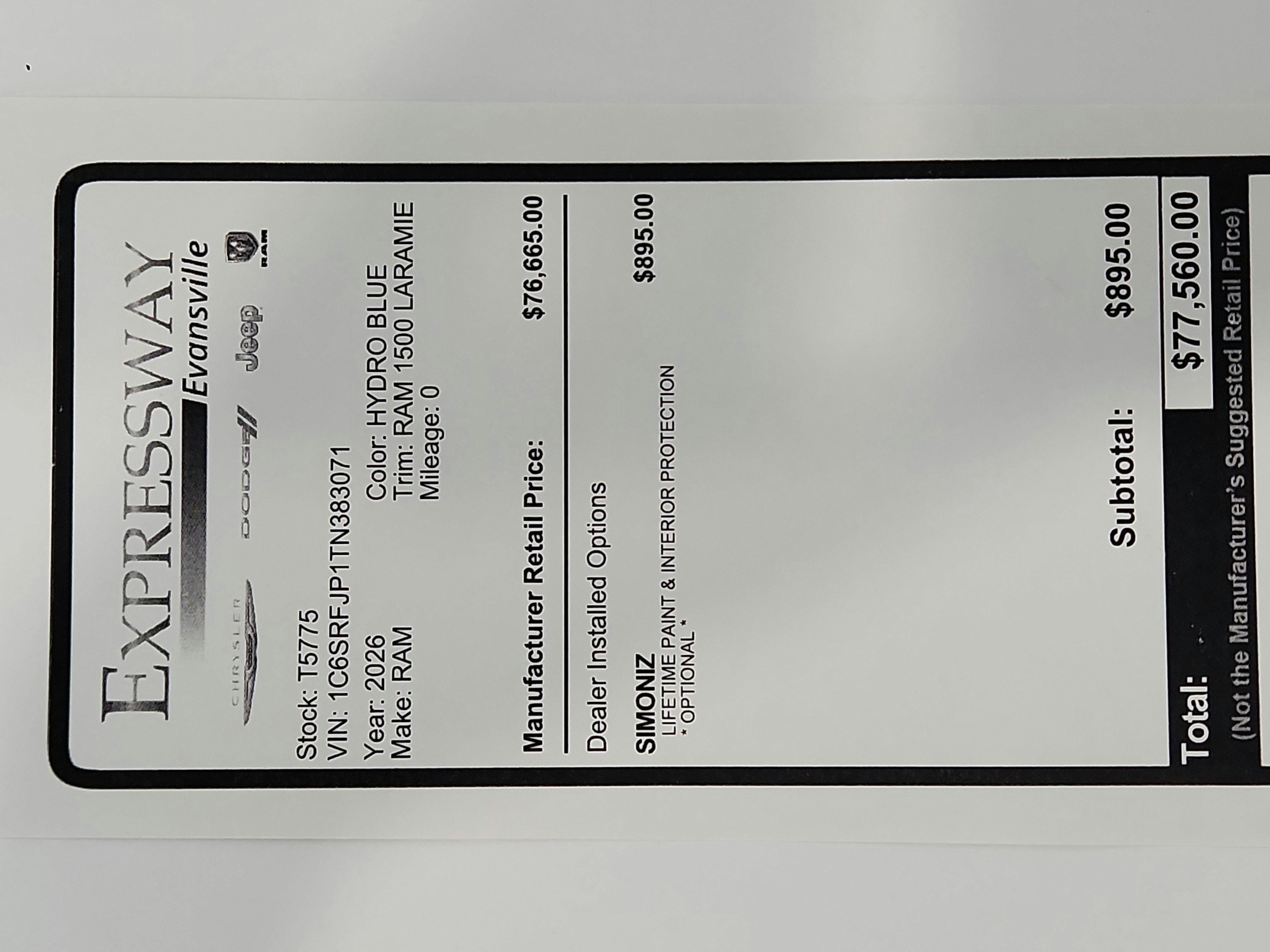 2026 RAM Ram 1500 RAM 1500 LARAMIE CREW CAB 4X4 (144.5 IN WB 5 FT 7 IN BOX)