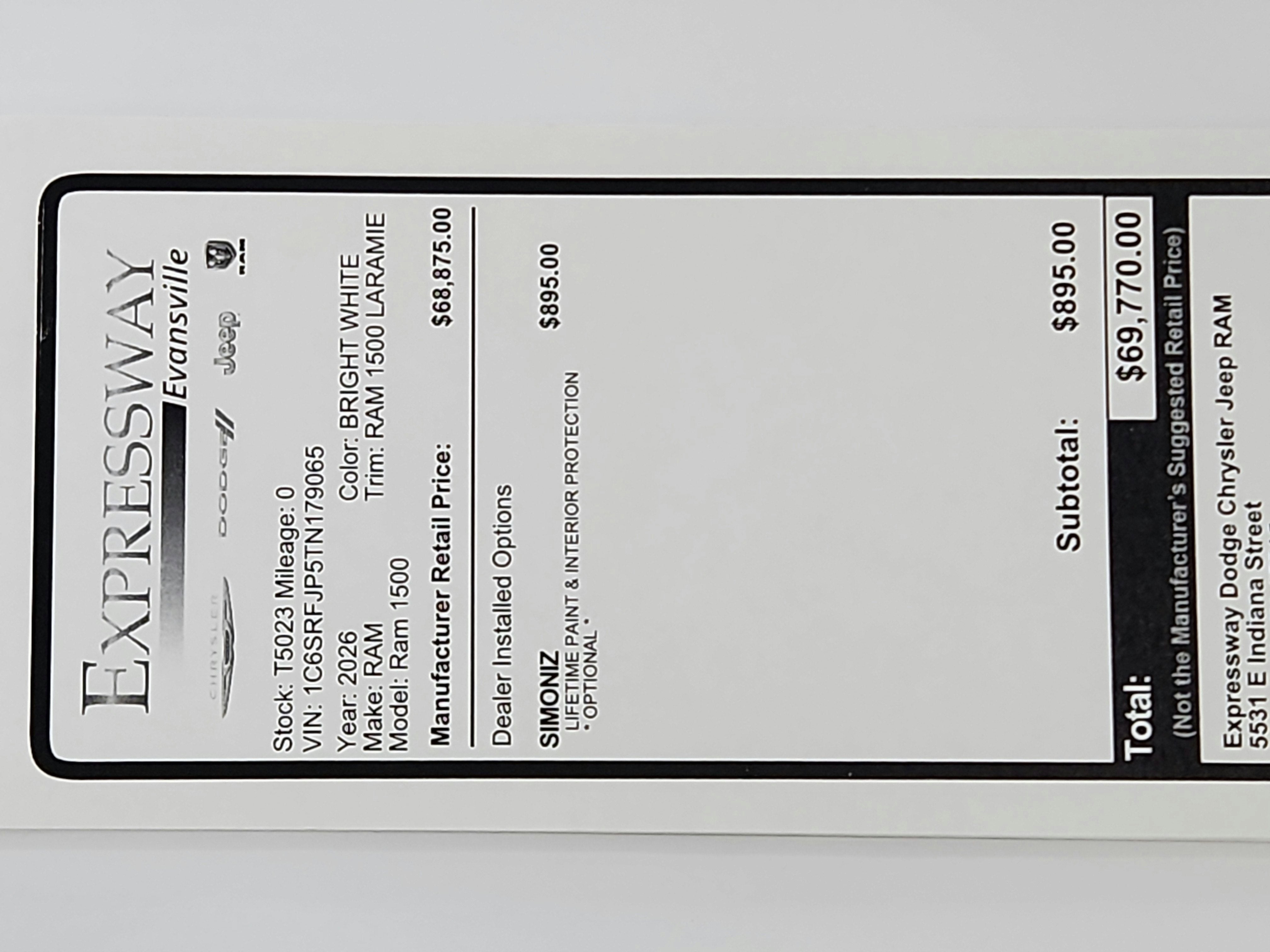 2026 RAM Ram 1500 RAM 1500 LARAMIE CREW CAB 4X4 (144.5 IN WB 5 FT 7 IN BOX)