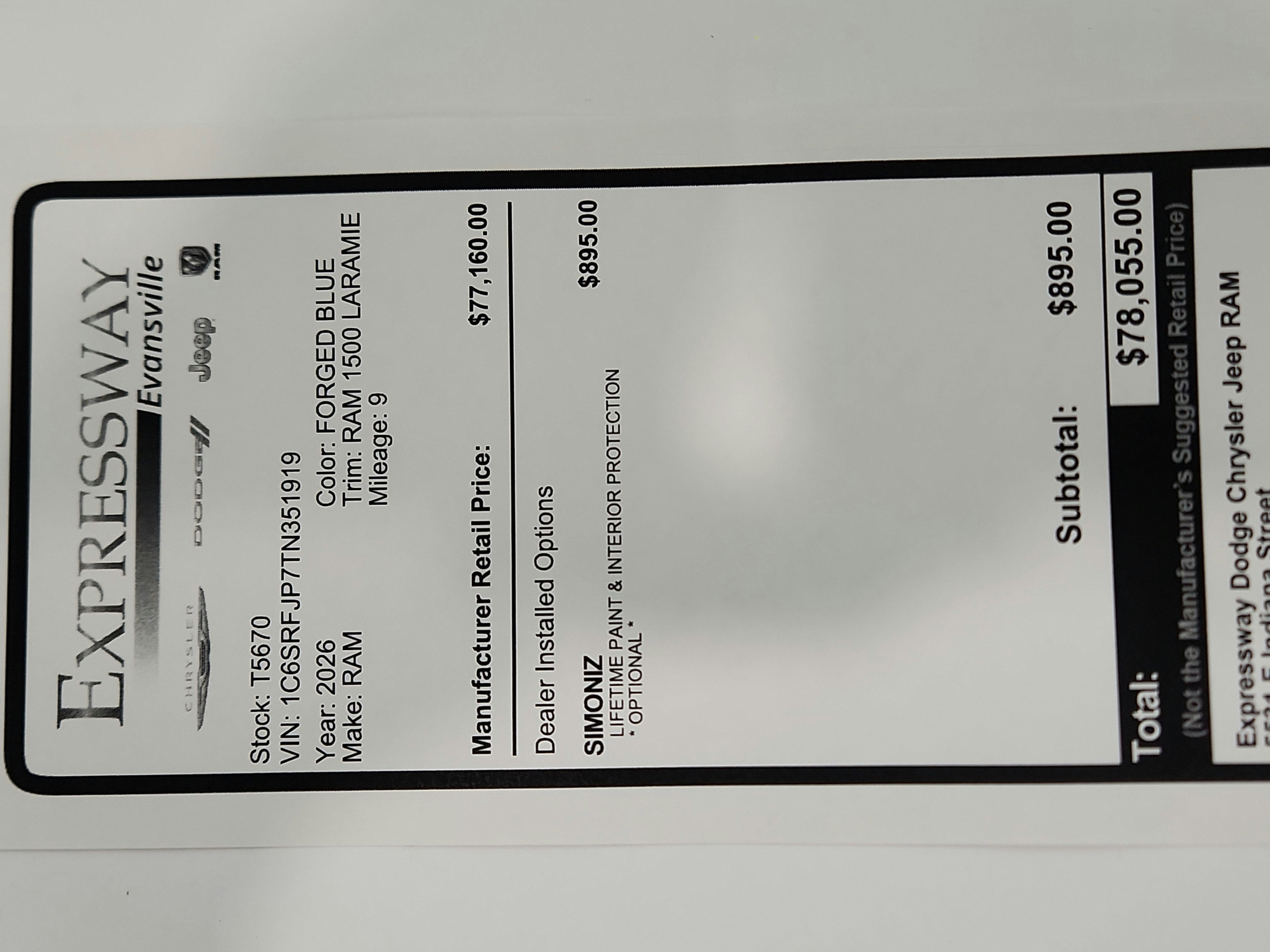 2026 RAM Ram 1500 RAM 1500 LARAMIE CREW CAB 4X4 (144.5 IN WB 5 FT 7 IN BOX)