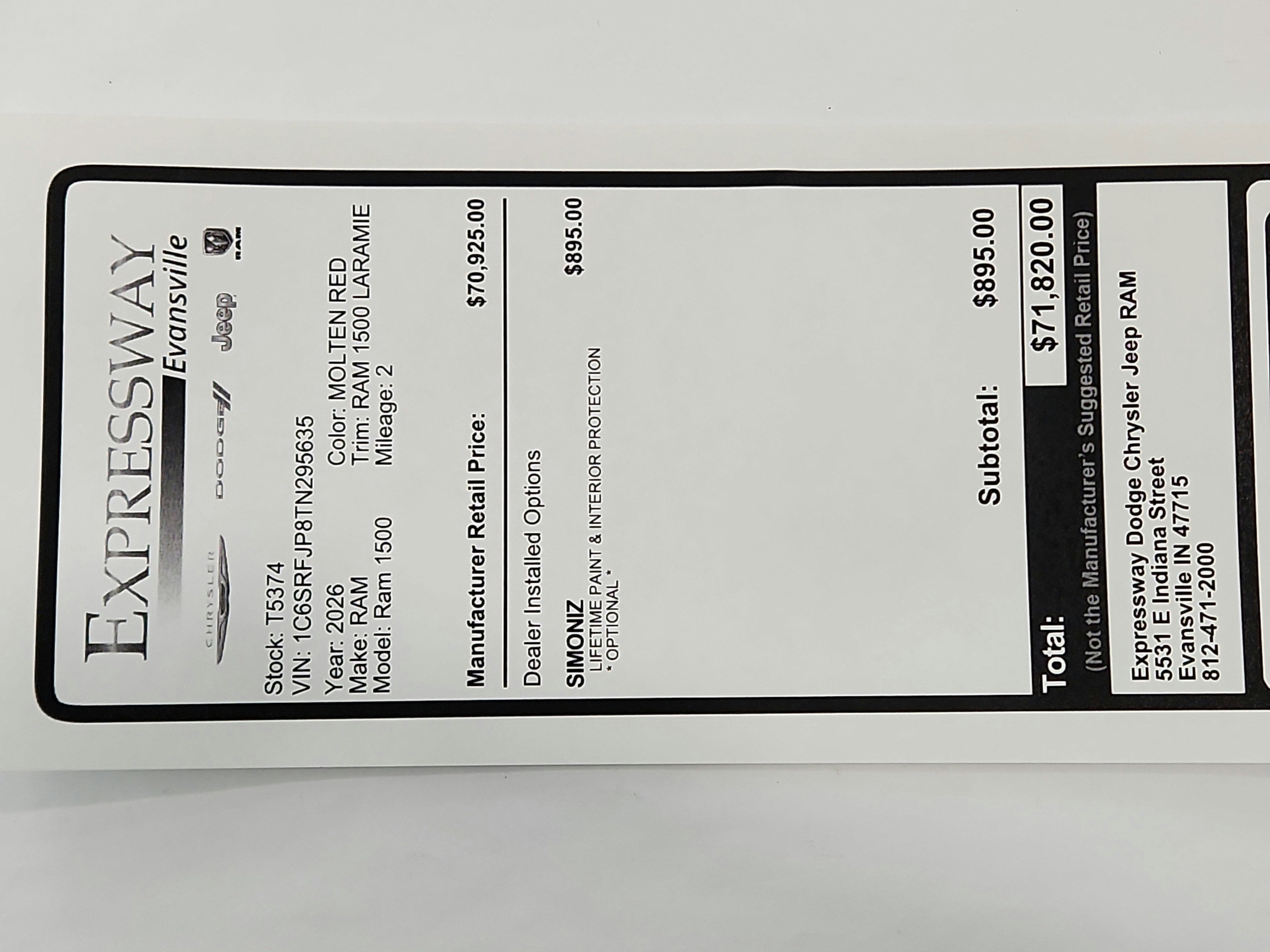 2026 RAM Ram 1500 RAM 1500 LARAMIE CREW CAB 4X4 (144.5 IN WB 5 FT 7 IN BOX)