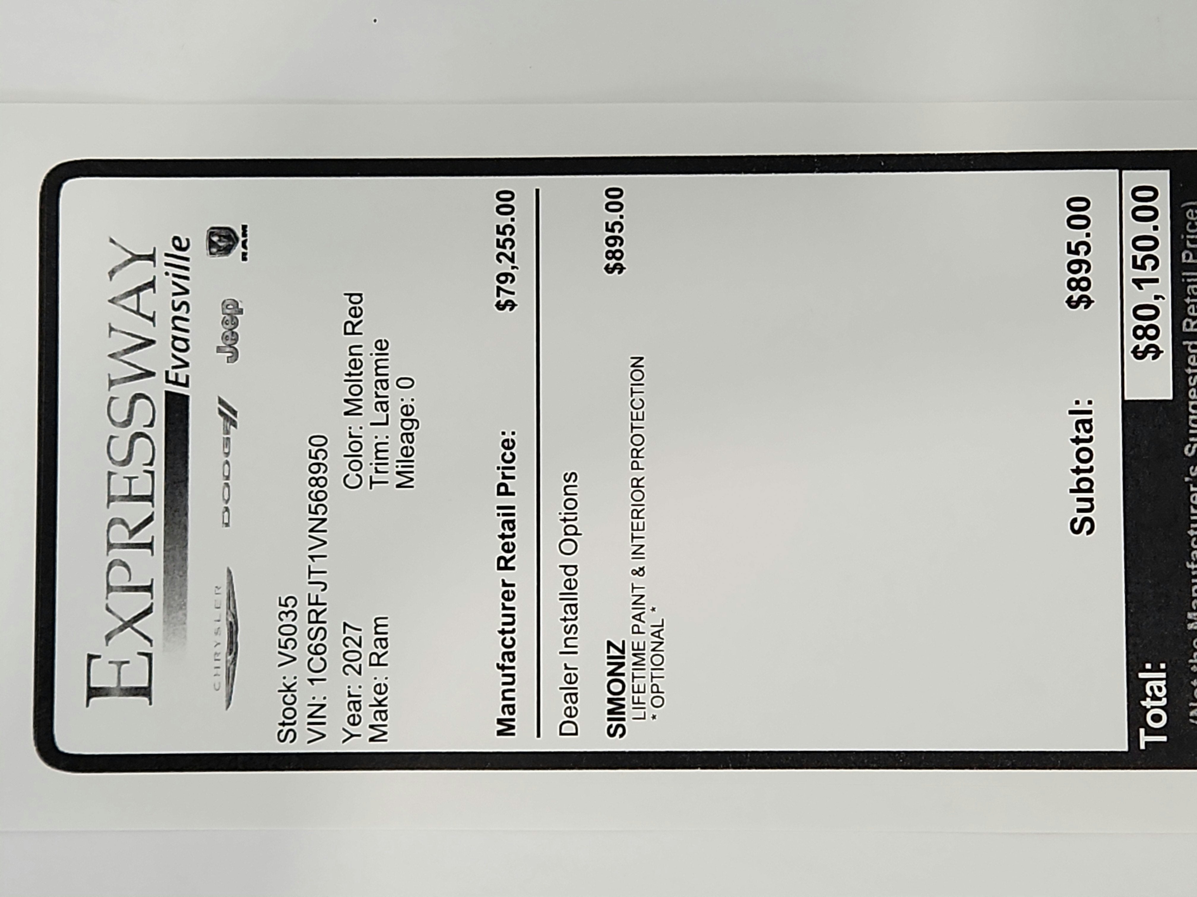 2027 RAM Ram 1500 Laramie 4x4 Crew Cab 5'7" Box