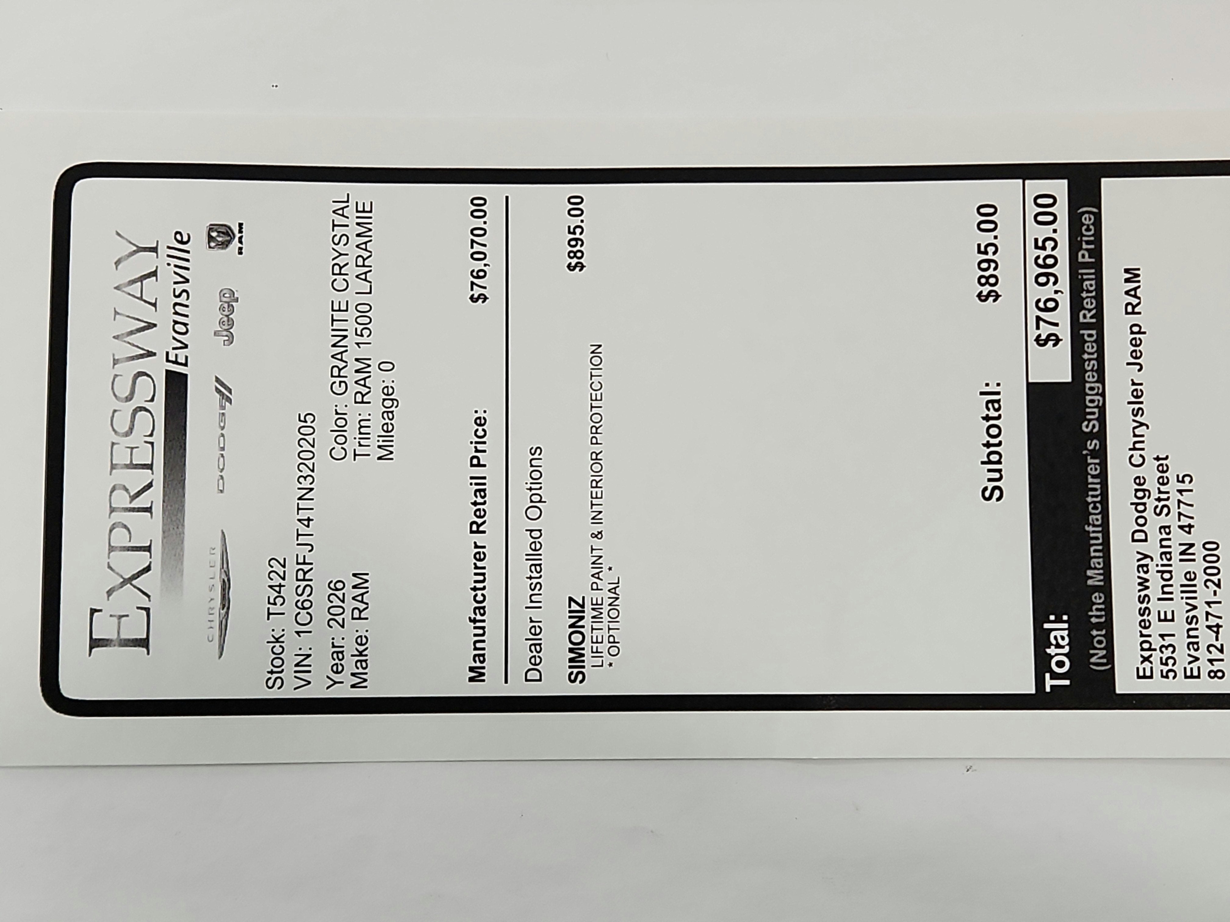 2026 RAM Ram 1500 RAM 1500 LARAMIE CREW CAB 4X4 (144.5 IN WB 5 FT 7 IN BOX)