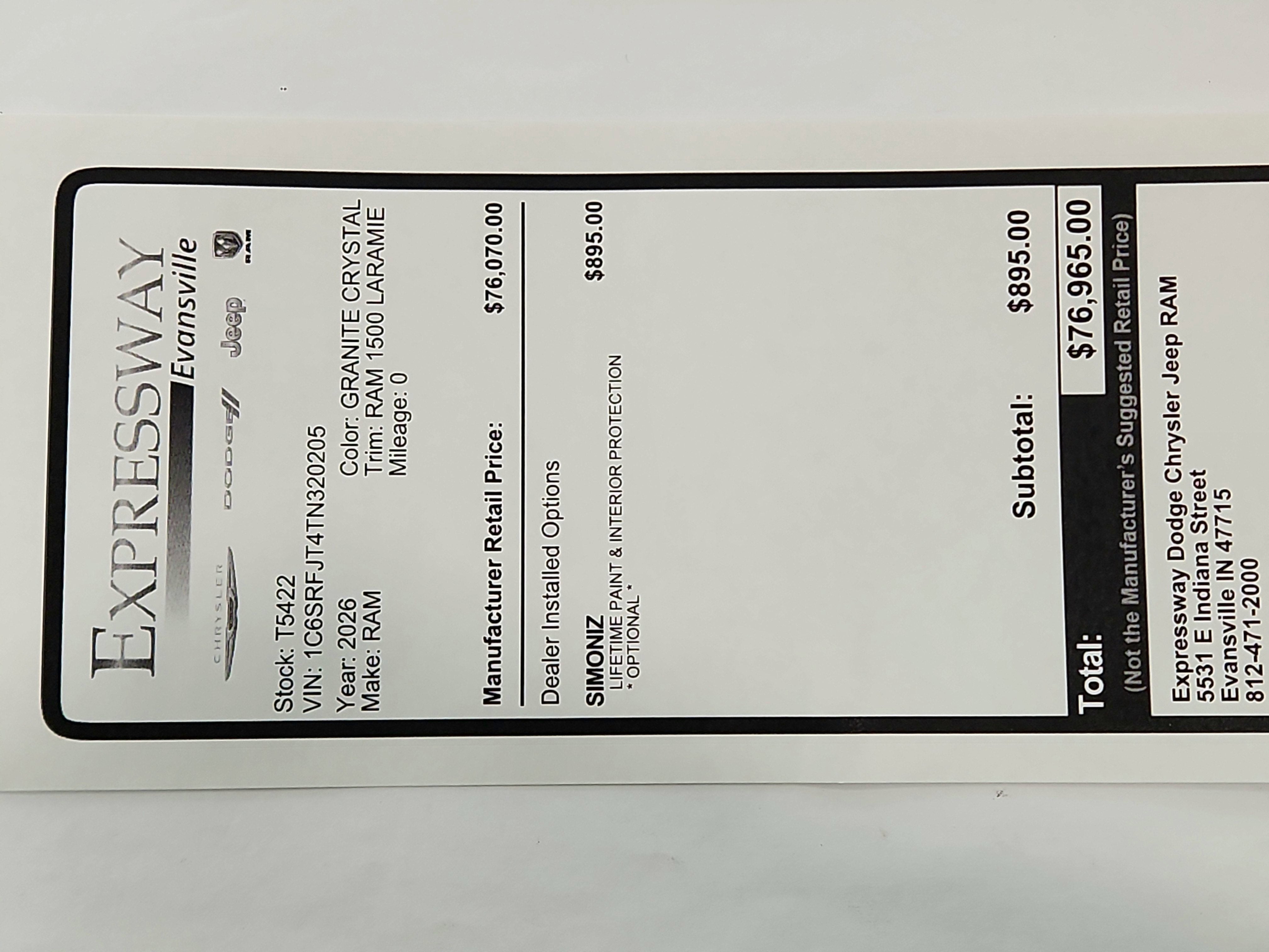 2026 RAM Ram 1500 RAM 1500 LARAMIE CREW CAB 4X4 (144.5 IN WB 5 FT 7 IN BOX)