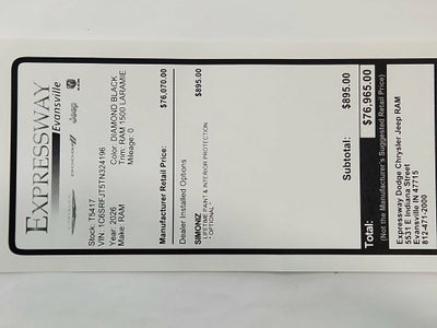2026 RAM Ram 1500 RAM 1500 LARAMIE CREW CAB 4X4 (144.5 IN WB 5 FT 7 IN BOX)