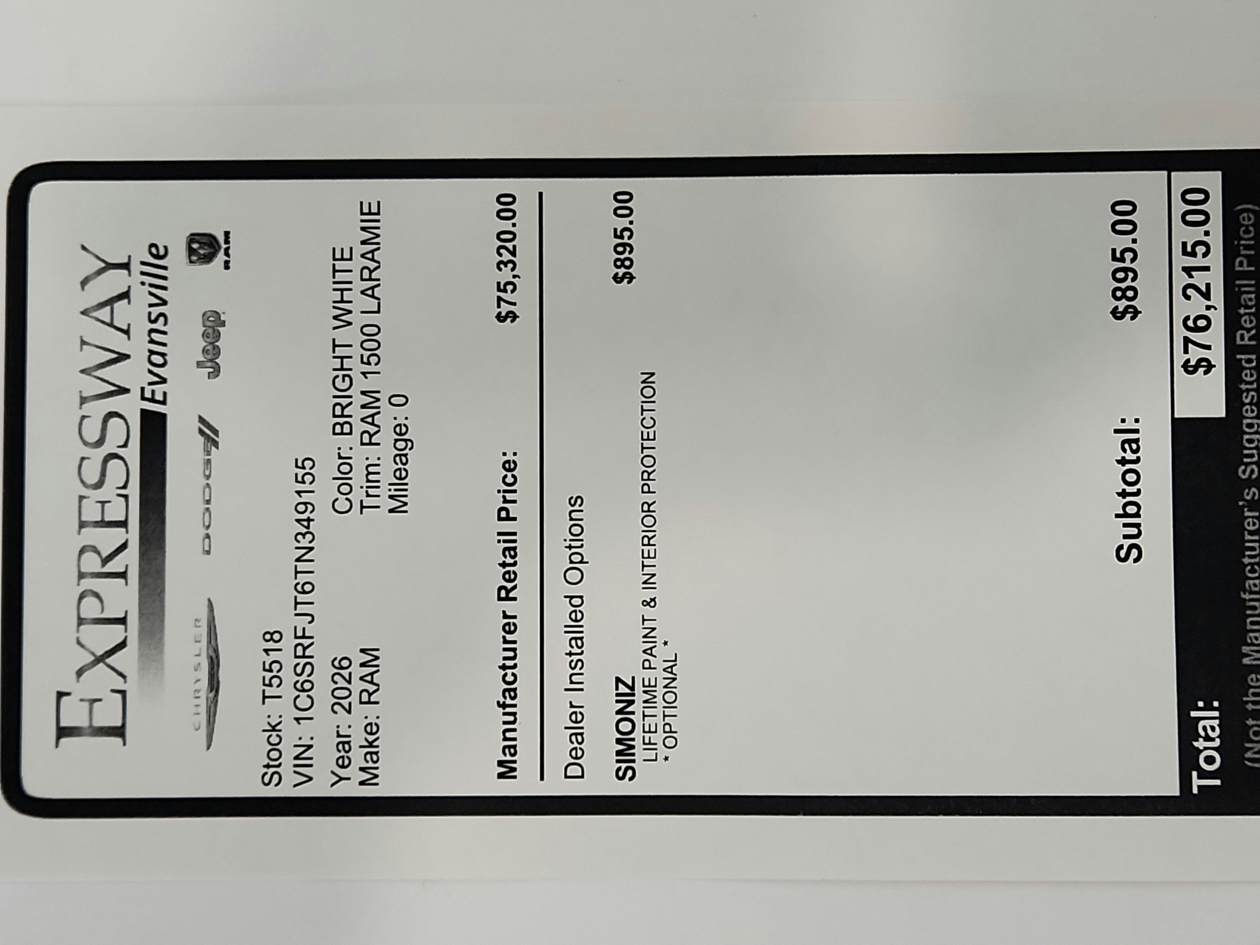 2026 RAM Ram 1500 RAM 1500 LARAMIE CREW CAB 4X4 (144.5 IN WB 5 FT 7 IN BOX)