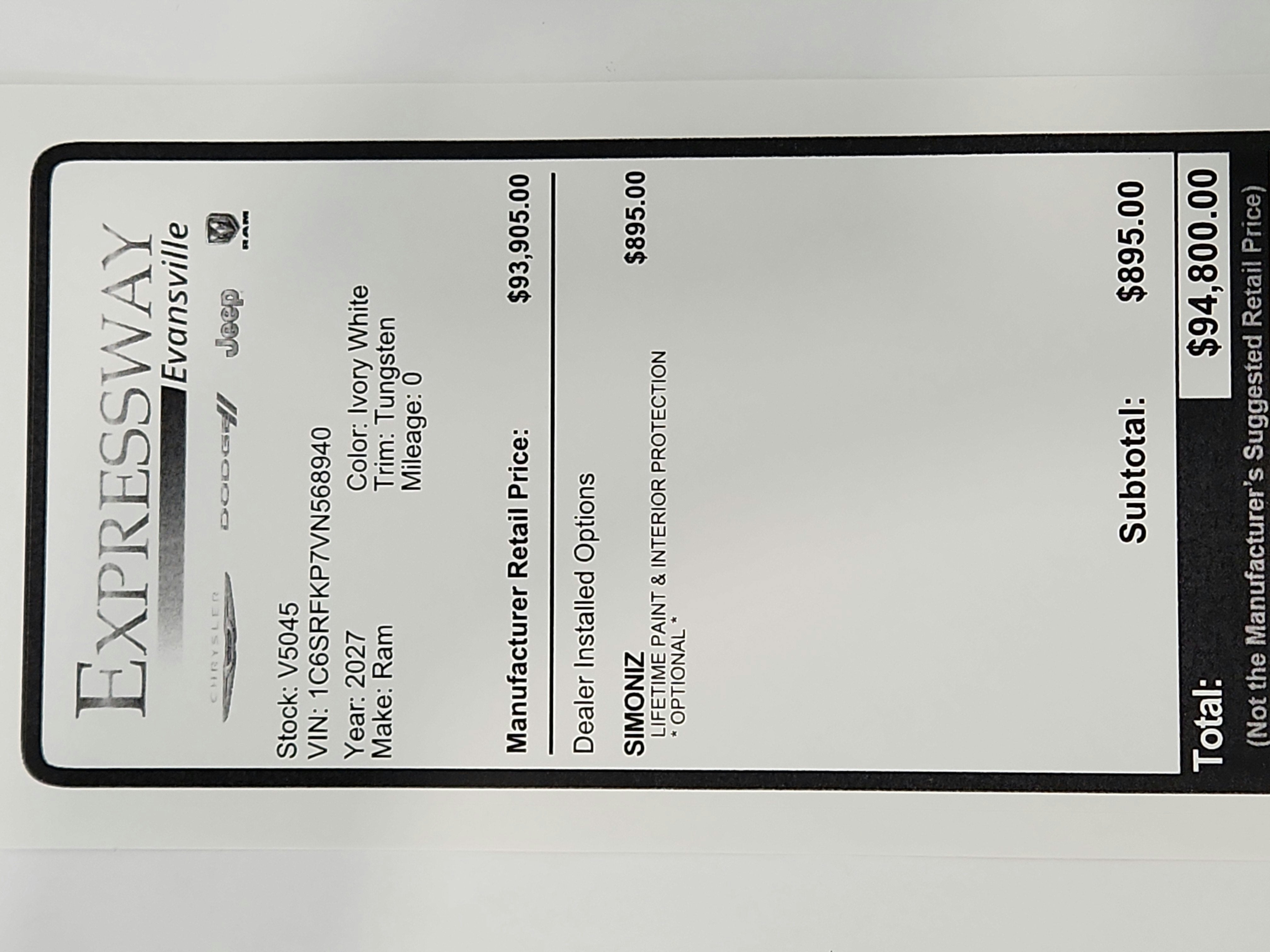2027 RAM Ram 1500 Tungsten