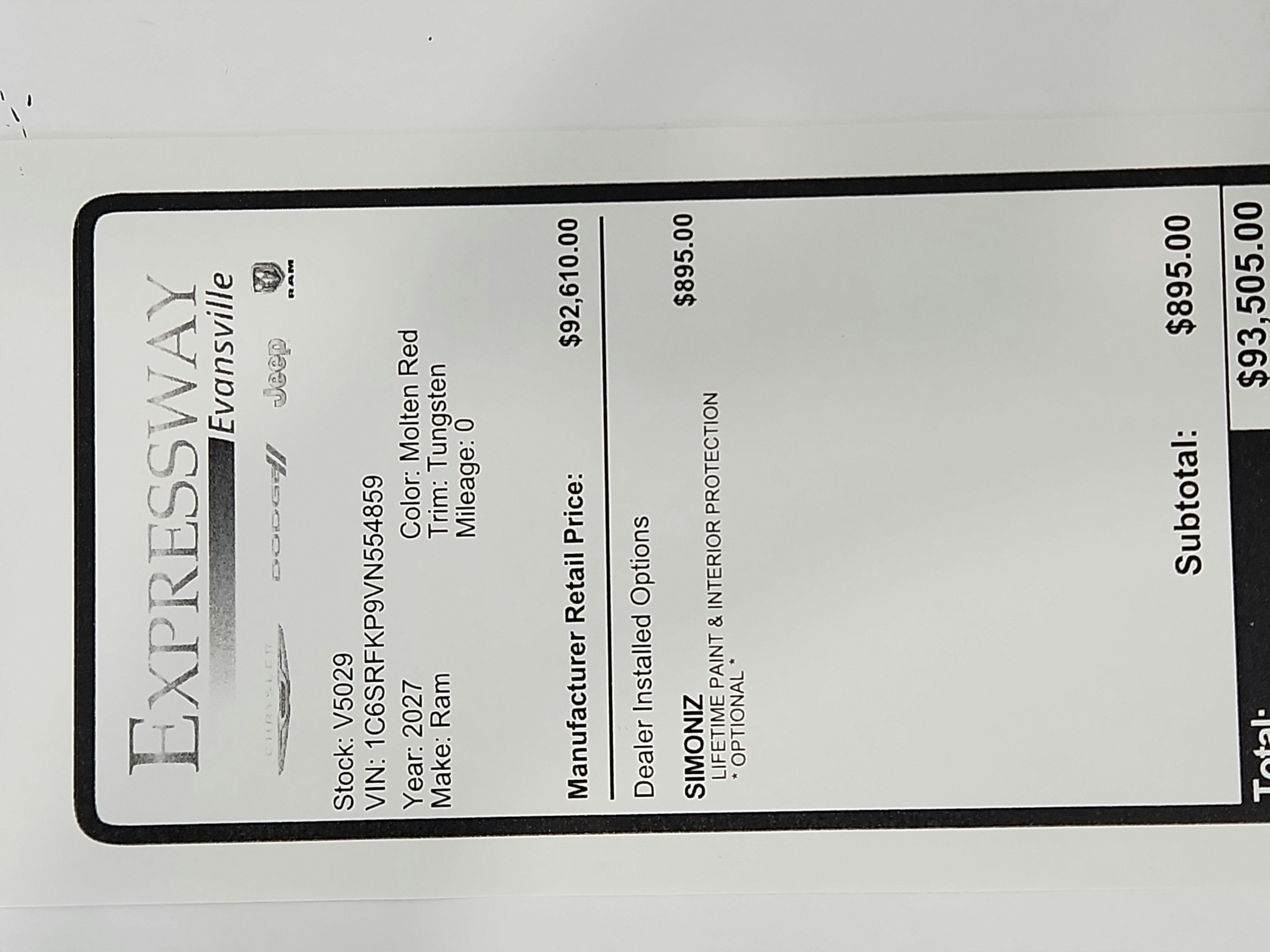 2027 RAM Ram 1500 Tungsten