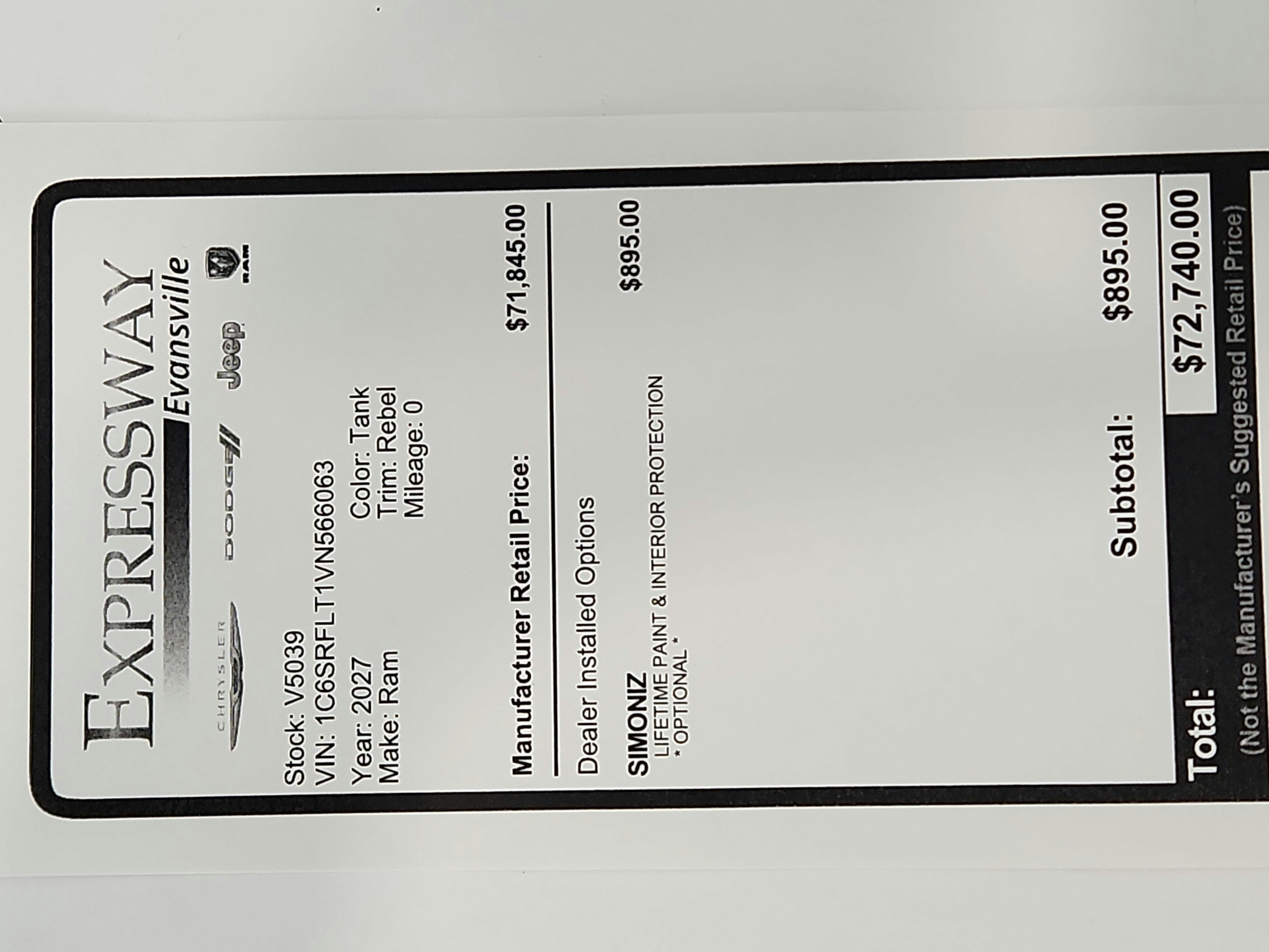 2027 RAM Ram 1500 Rebel 4x4 Crew Cab 5'7" Box