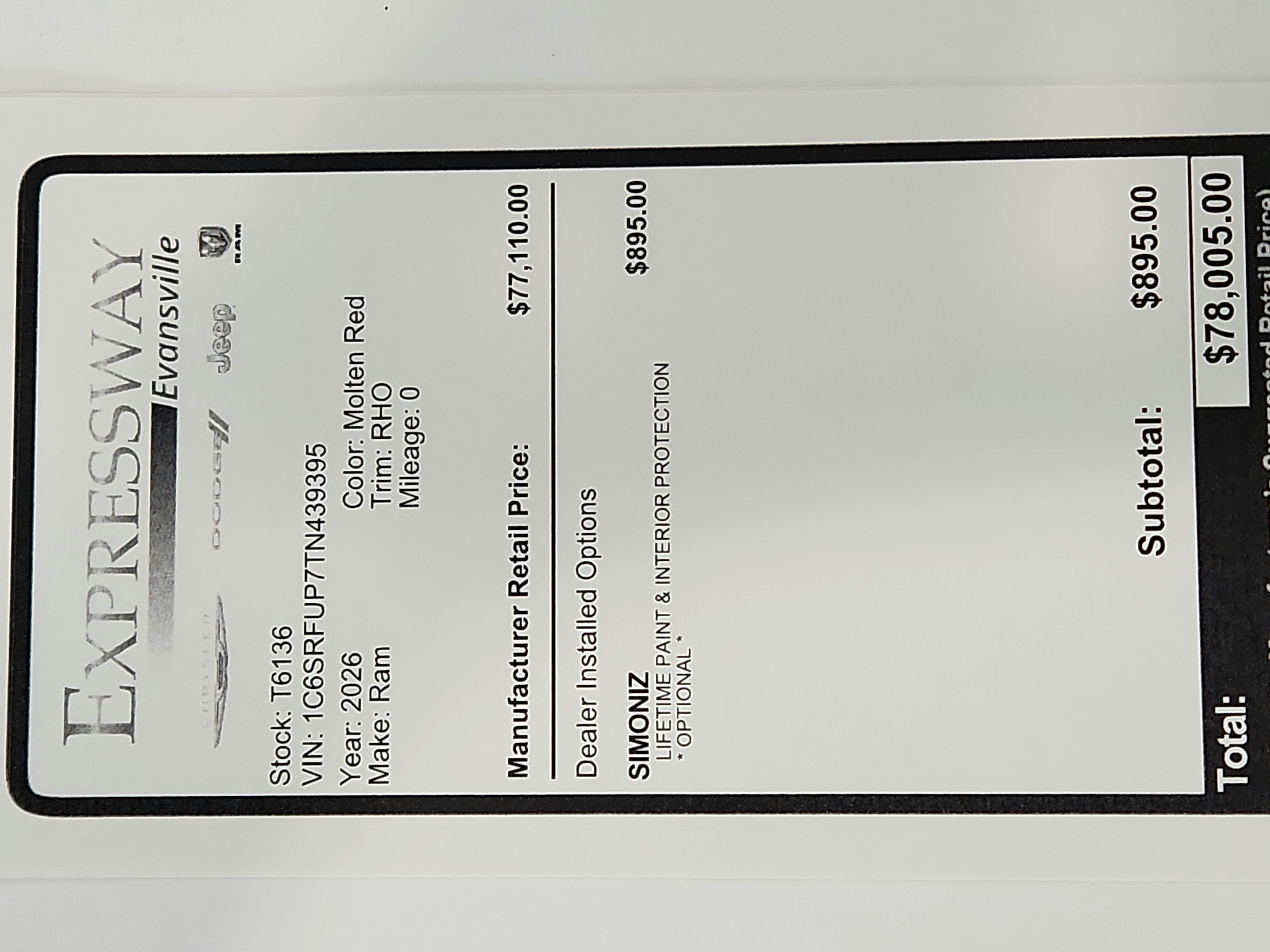 2026 RAM Ram 1500 RHO