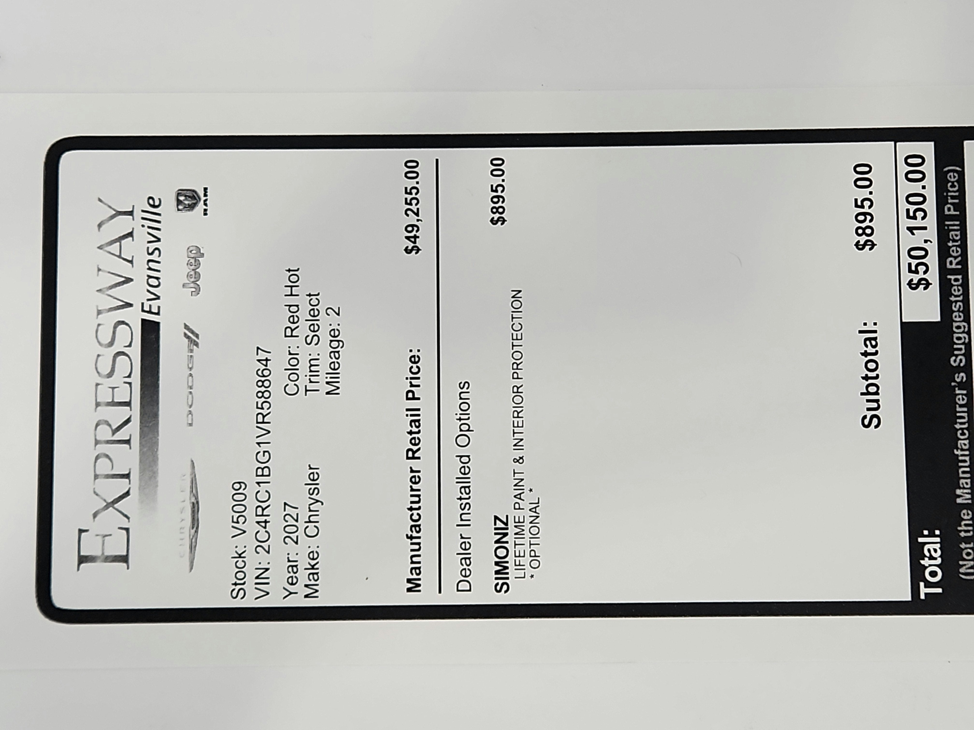 2027 Chrysler Pacifica Select