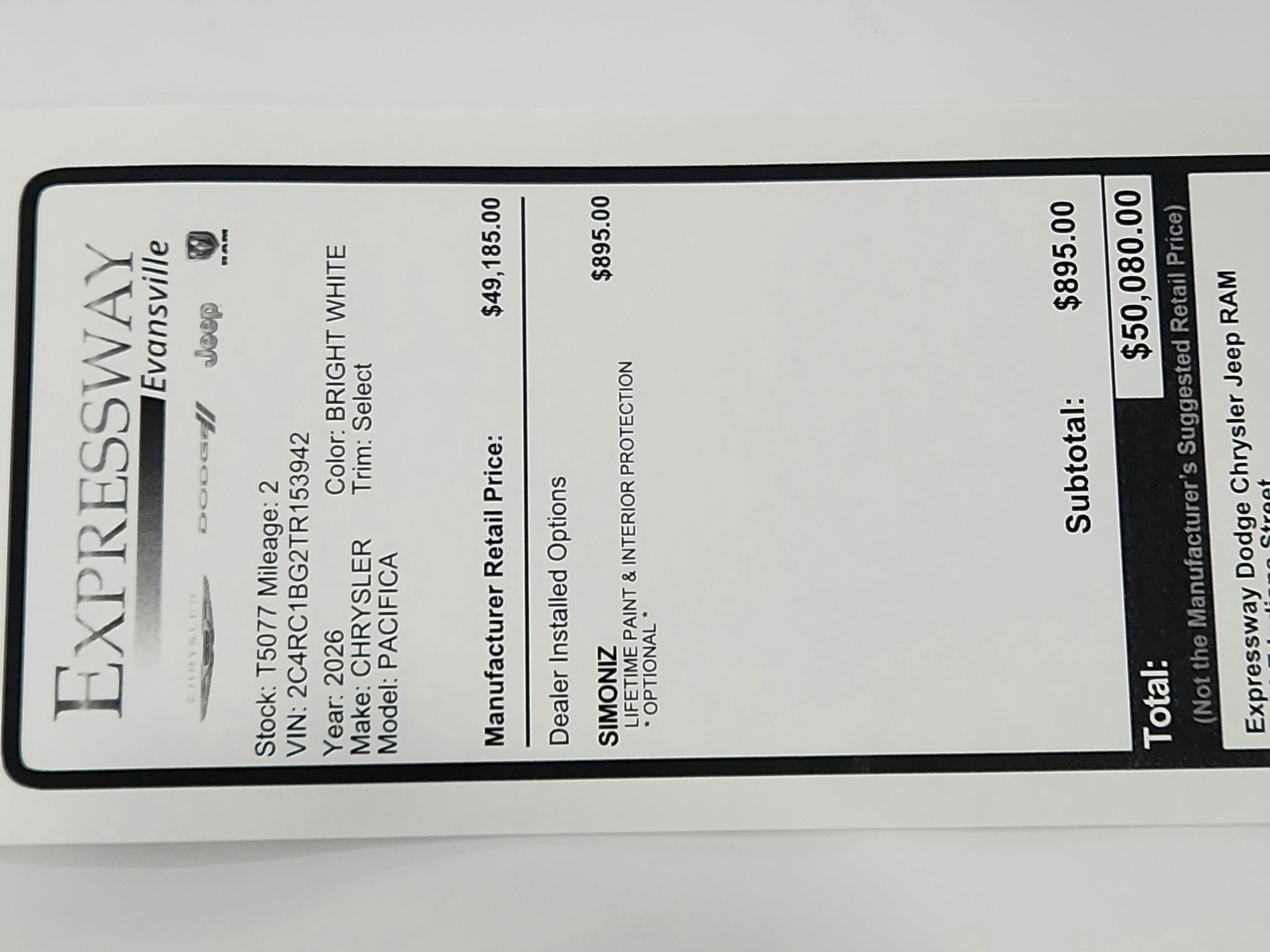 2026 Chrysler Pacifica Select