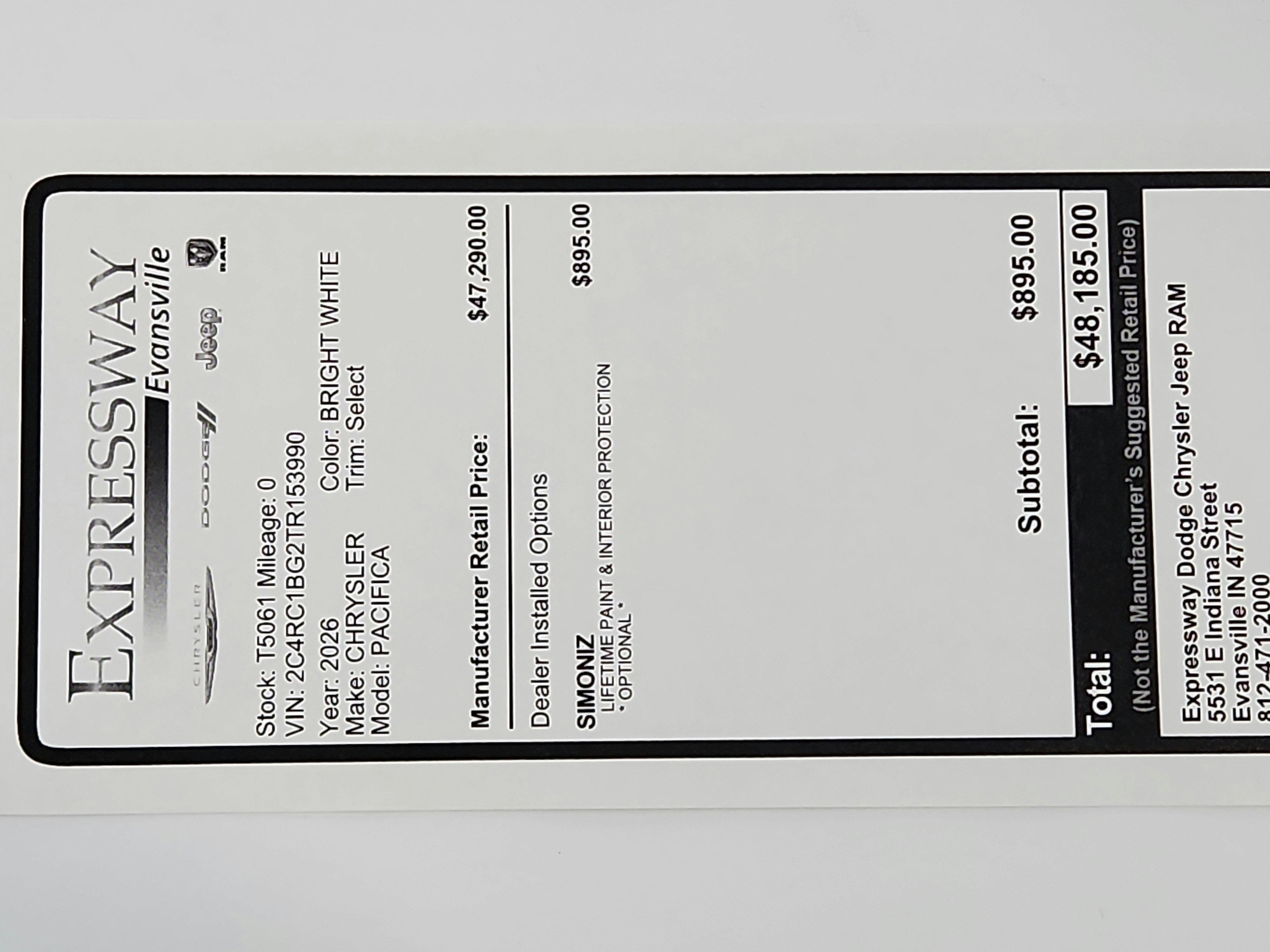 2026 Chrysler Pacifica Select