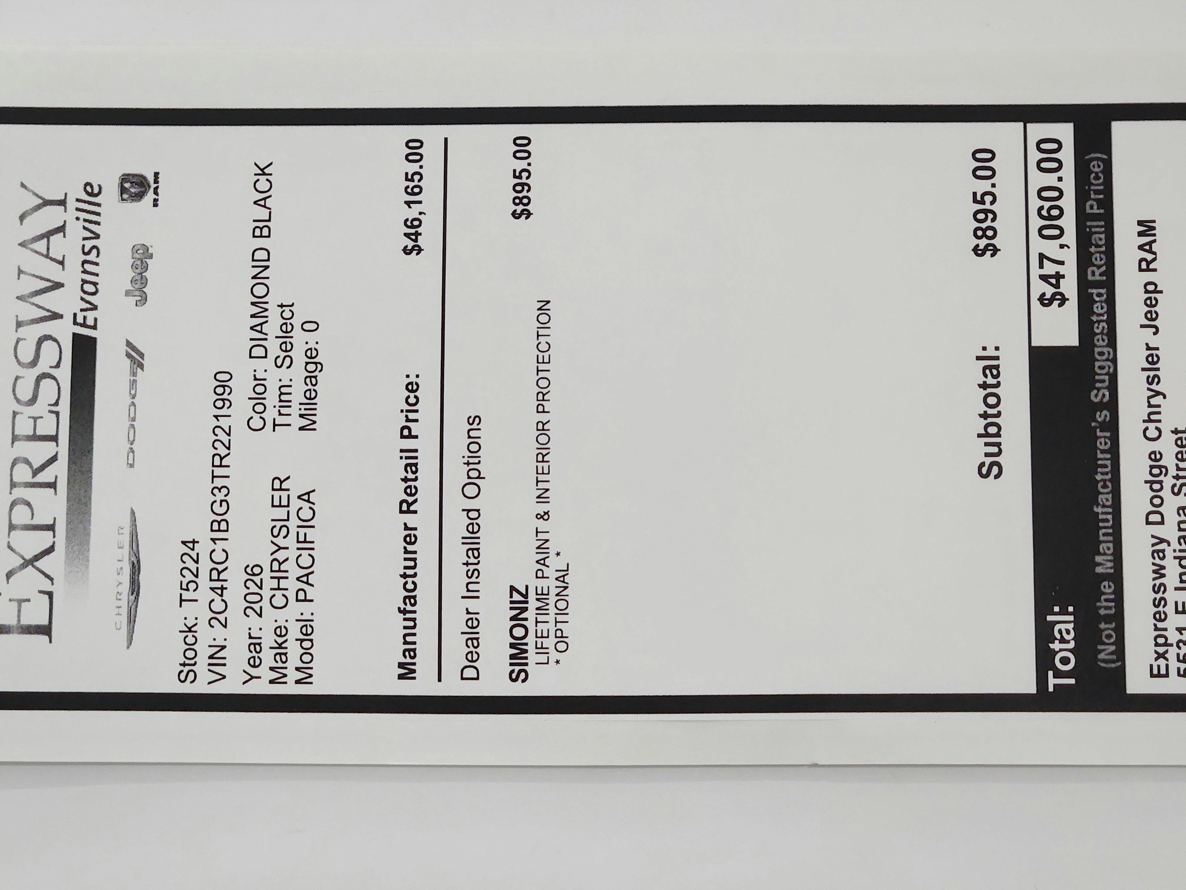 2026 Chrysler Pacifica Select