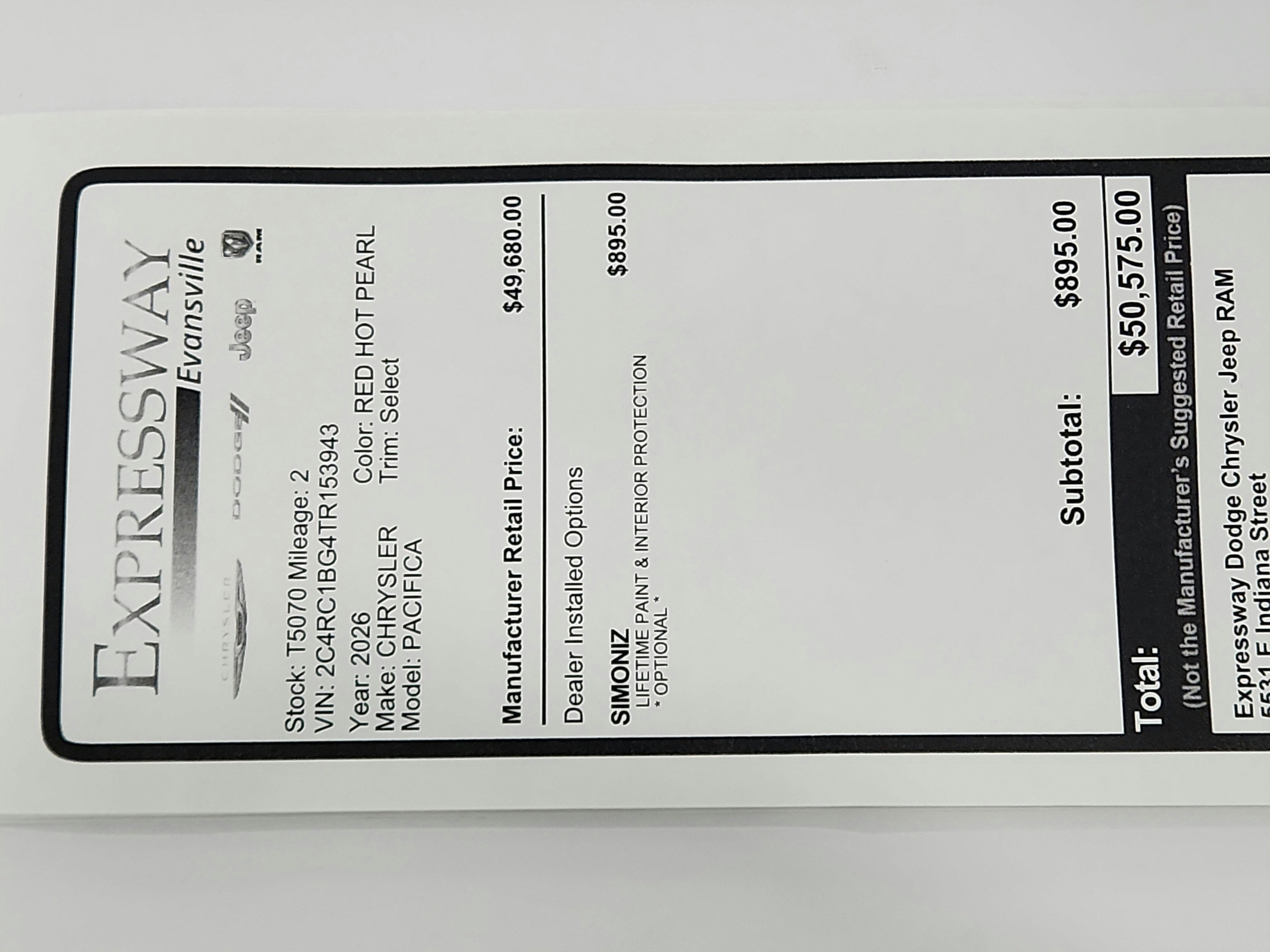 2026 Chrysler Pacifica Select