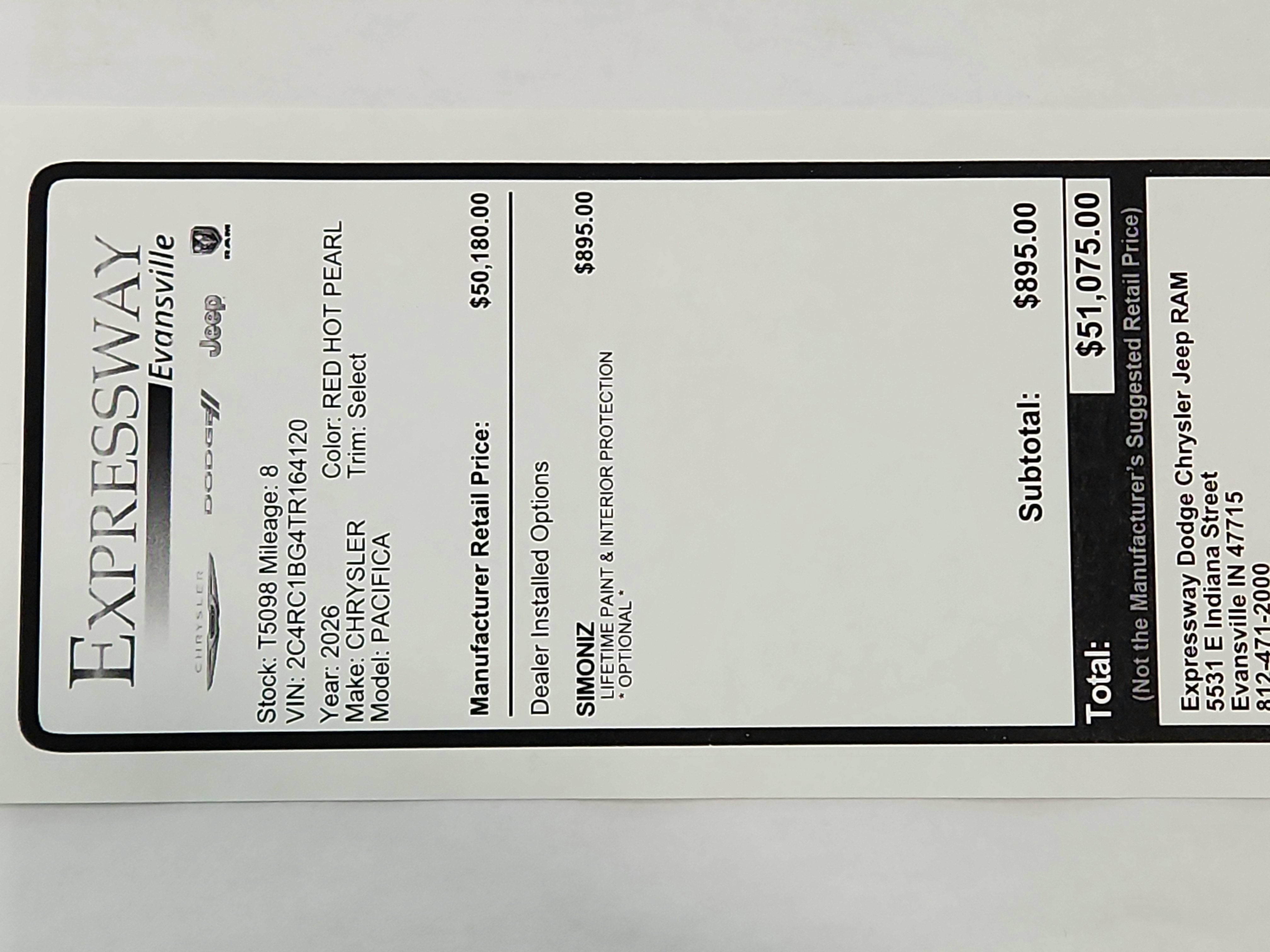 2026 Chrysler Pacifica Select